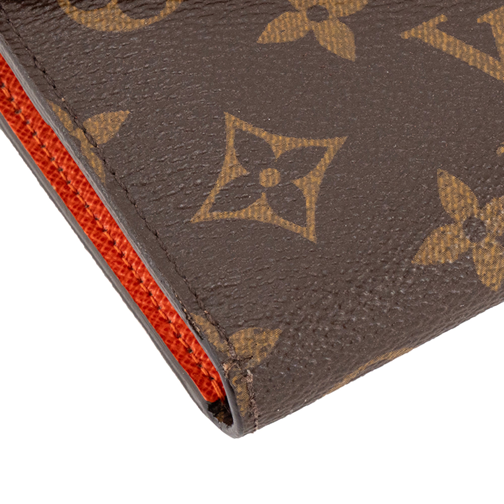 LOUIS VUITTON - Portefeuille Marie Lou Louis Vuitton en toile enduite monogrammée et cuir épi orange