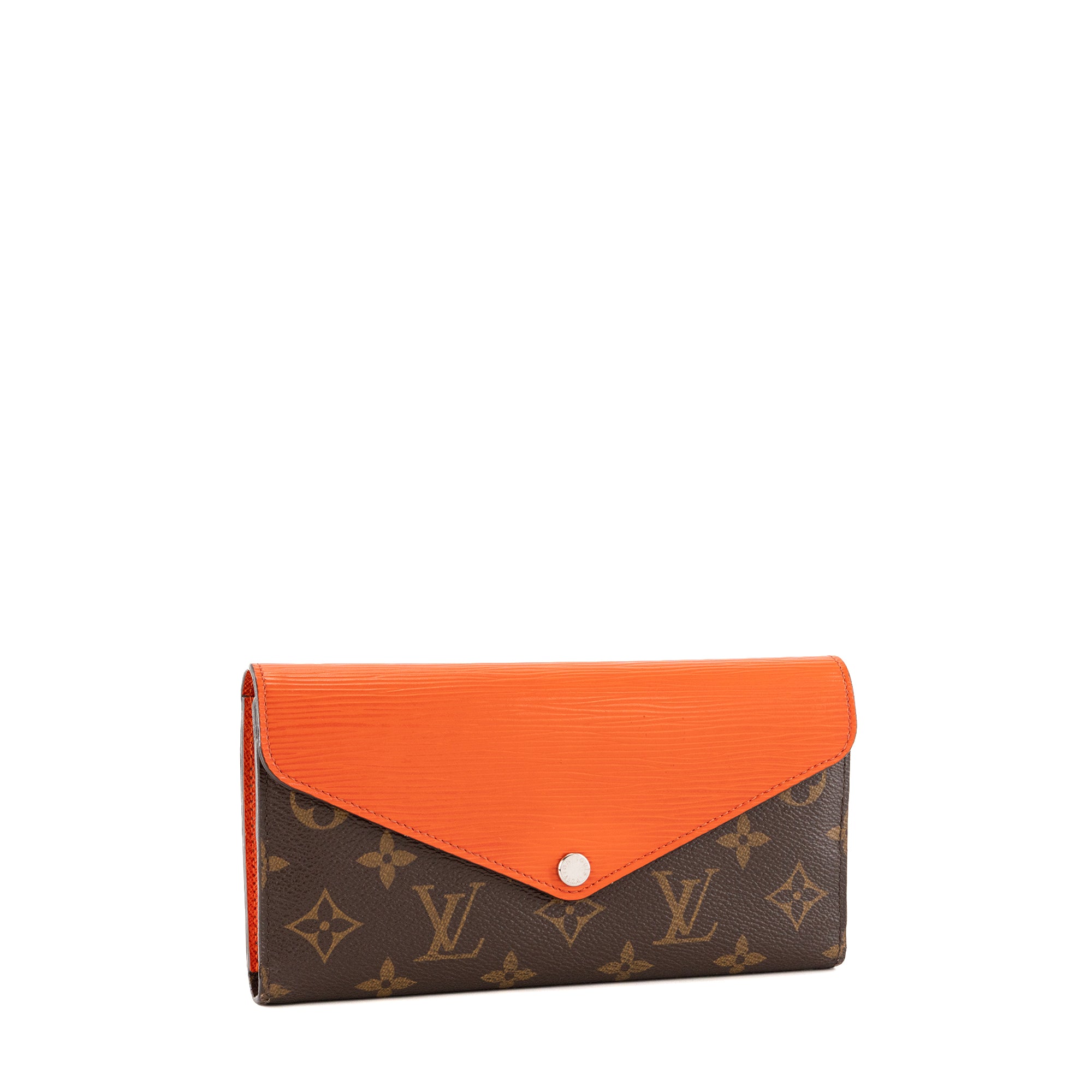 LOUIS VUITTON - Portefeuille Marie Lou Louis Vuitton en toile enduite monogrammée et cuir épi orange