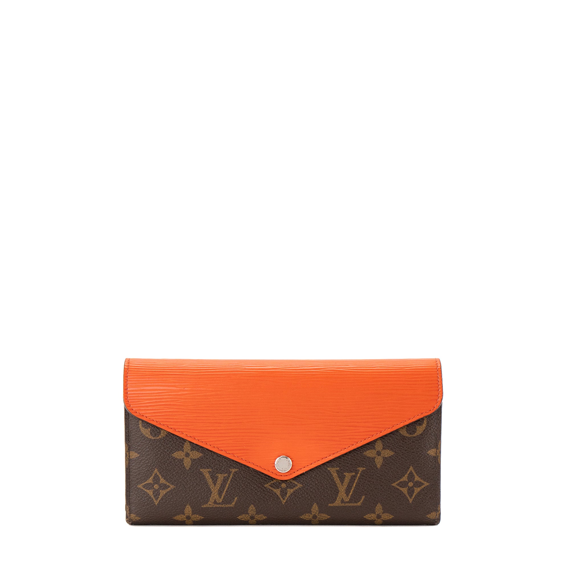 LOUIS VUITTON - Portefeuille Marie Lou Louis Vuitton en toile enduite monogrammée et cuir épi orange