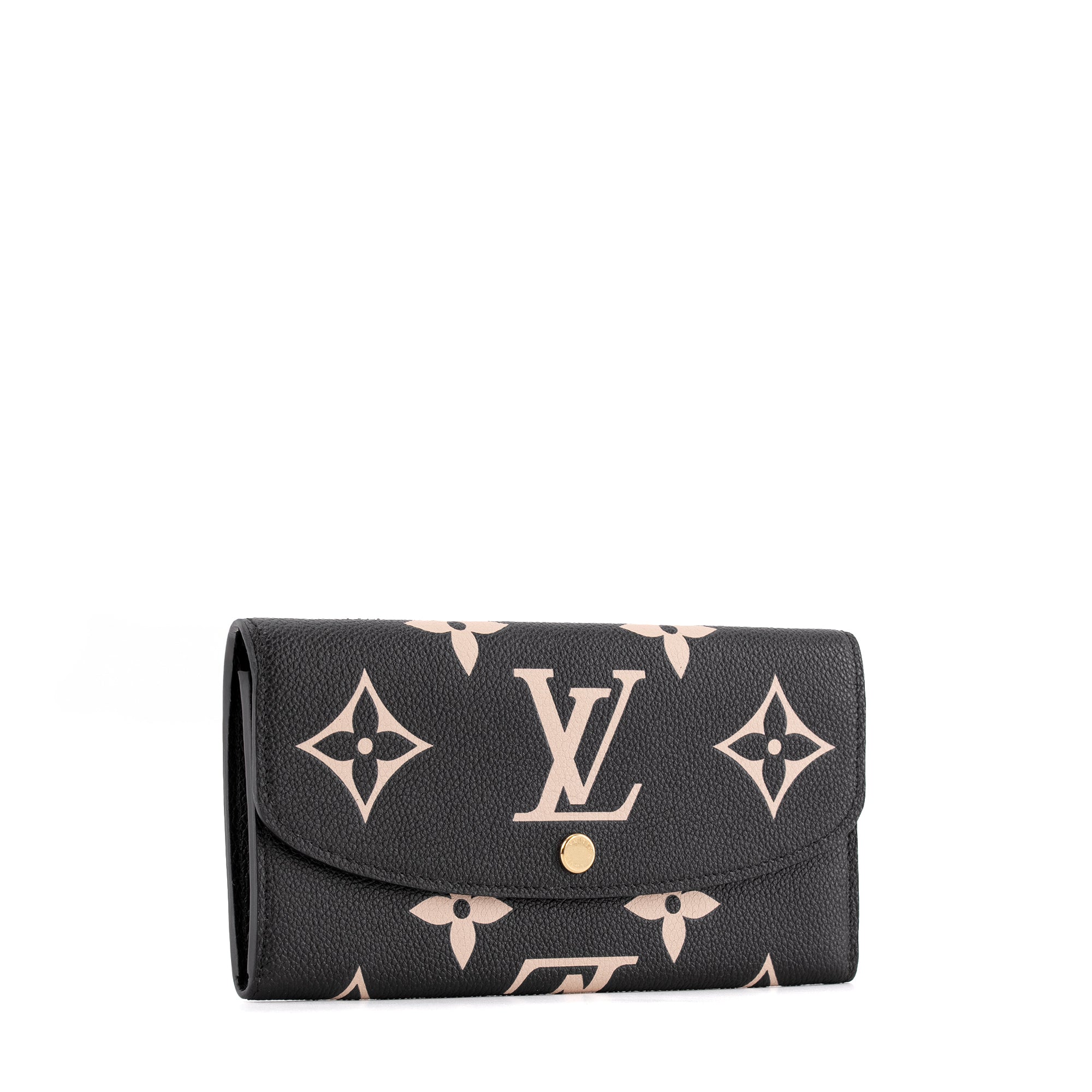 LOUIS VUITTON - Portefeuille Émilie Louis Vuitton en cuir grainé noir