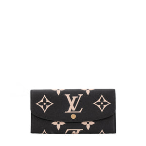 LOUIS VUITTON - Portefeuille Émilie Louis Vuitton en cuir grainé noir
