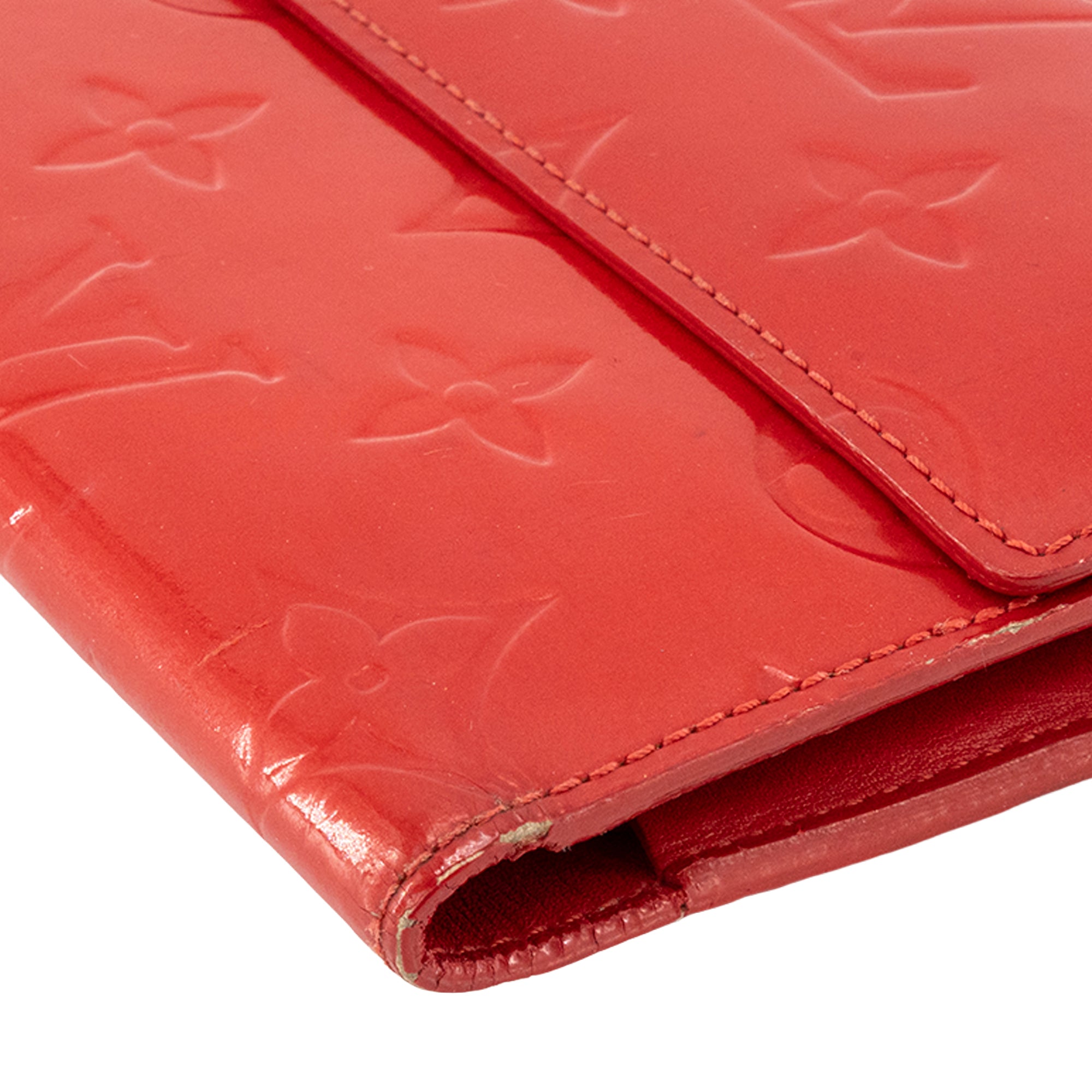LOUIS VUITTON - Portefeuille Sarah Louis Vuitton en cuir empreinte verni rouge vintage