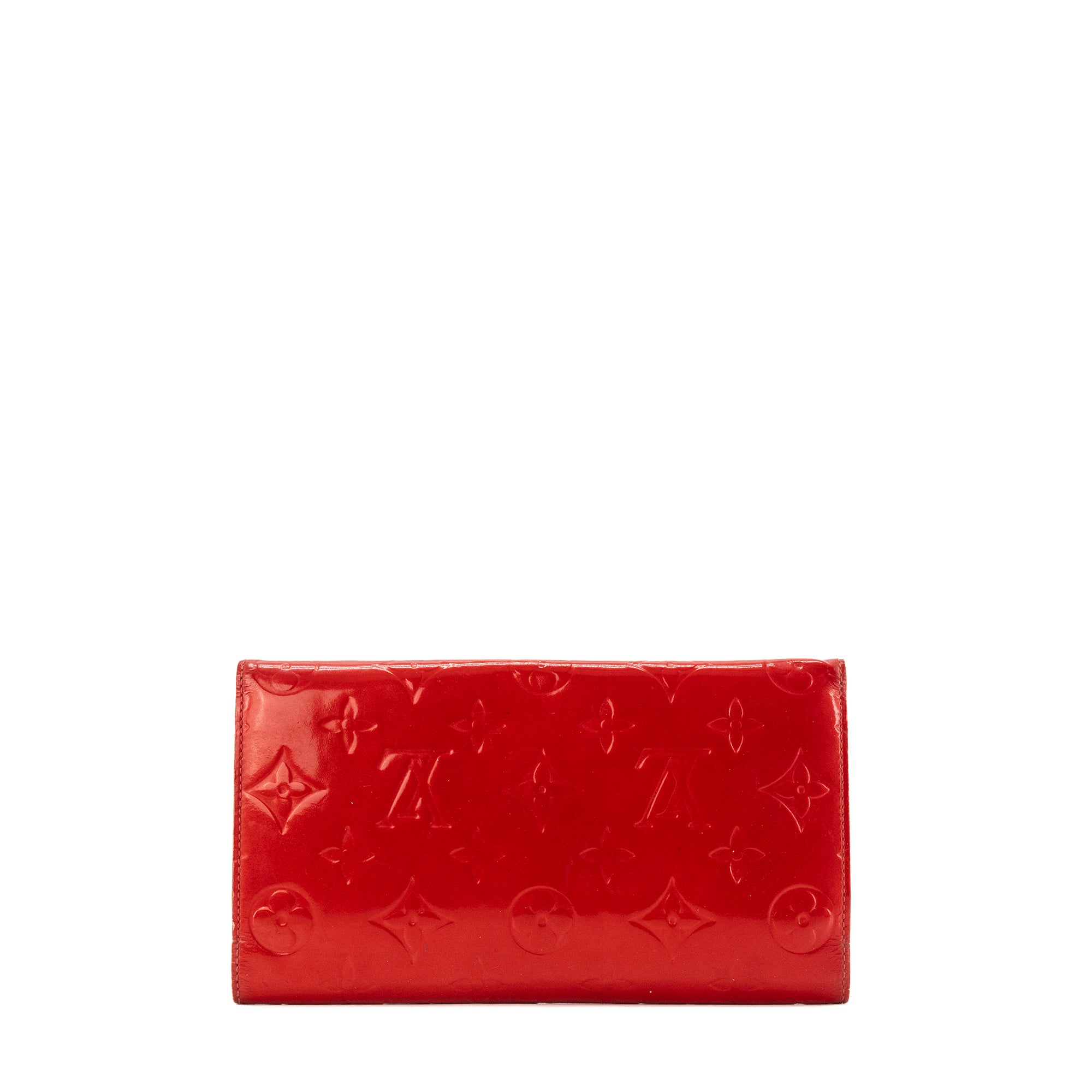 LOUIS VUITTON - Portefeuille Sarah Louis Vuitton en cuir empreinte verni rouge vintage
