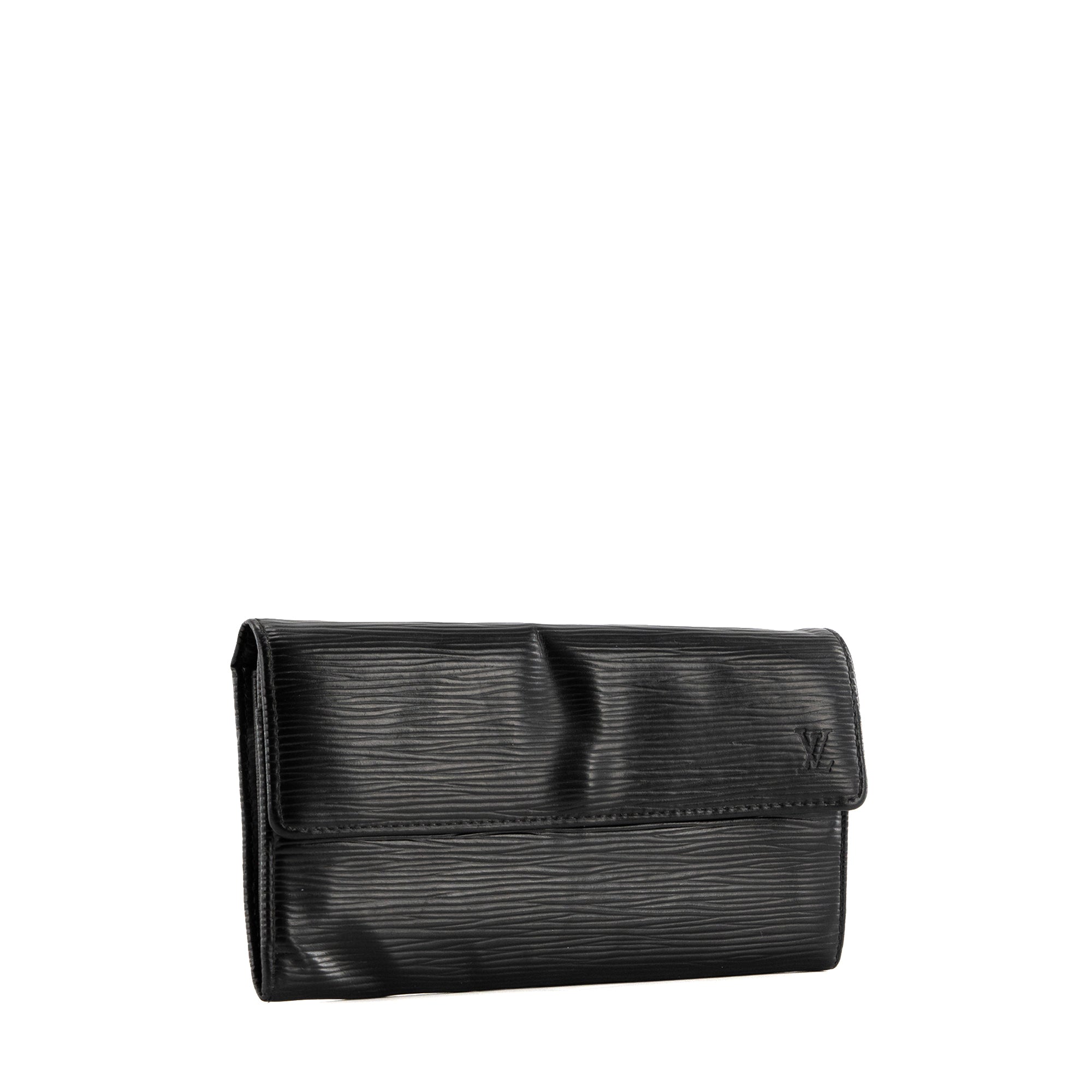 LOUIS VUITTON - Portefeuille Sarah Louis Vuitton en cuir épi noir vintage