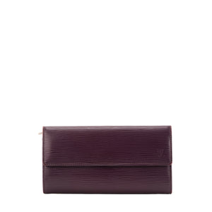 LOUIS VUITTON - Portefeuille Sarah Louis Vuitton en cuir épi prune