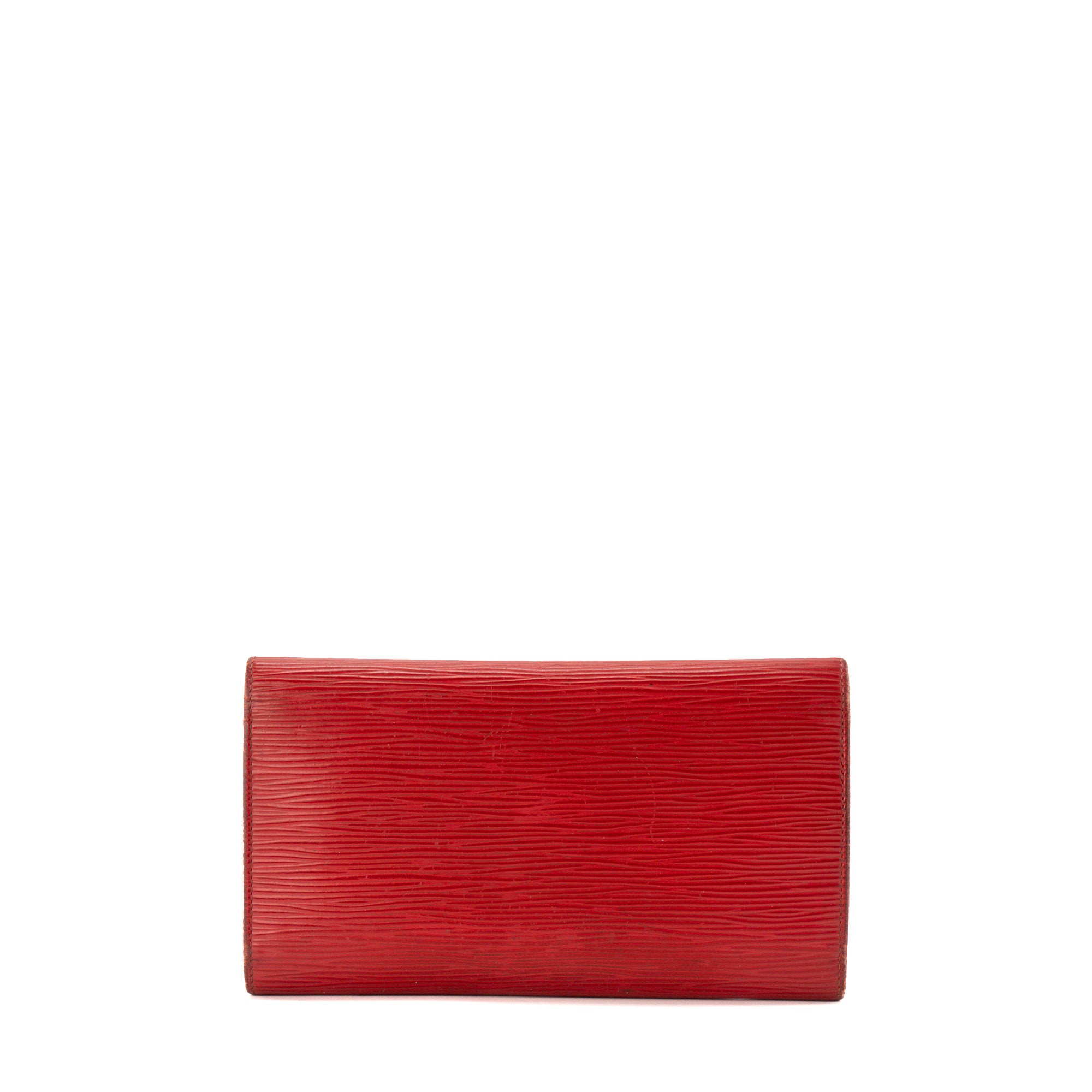 LOUIS VUITTON - Portefeuille Sarah Louis Vuitton en cuir épi rouge