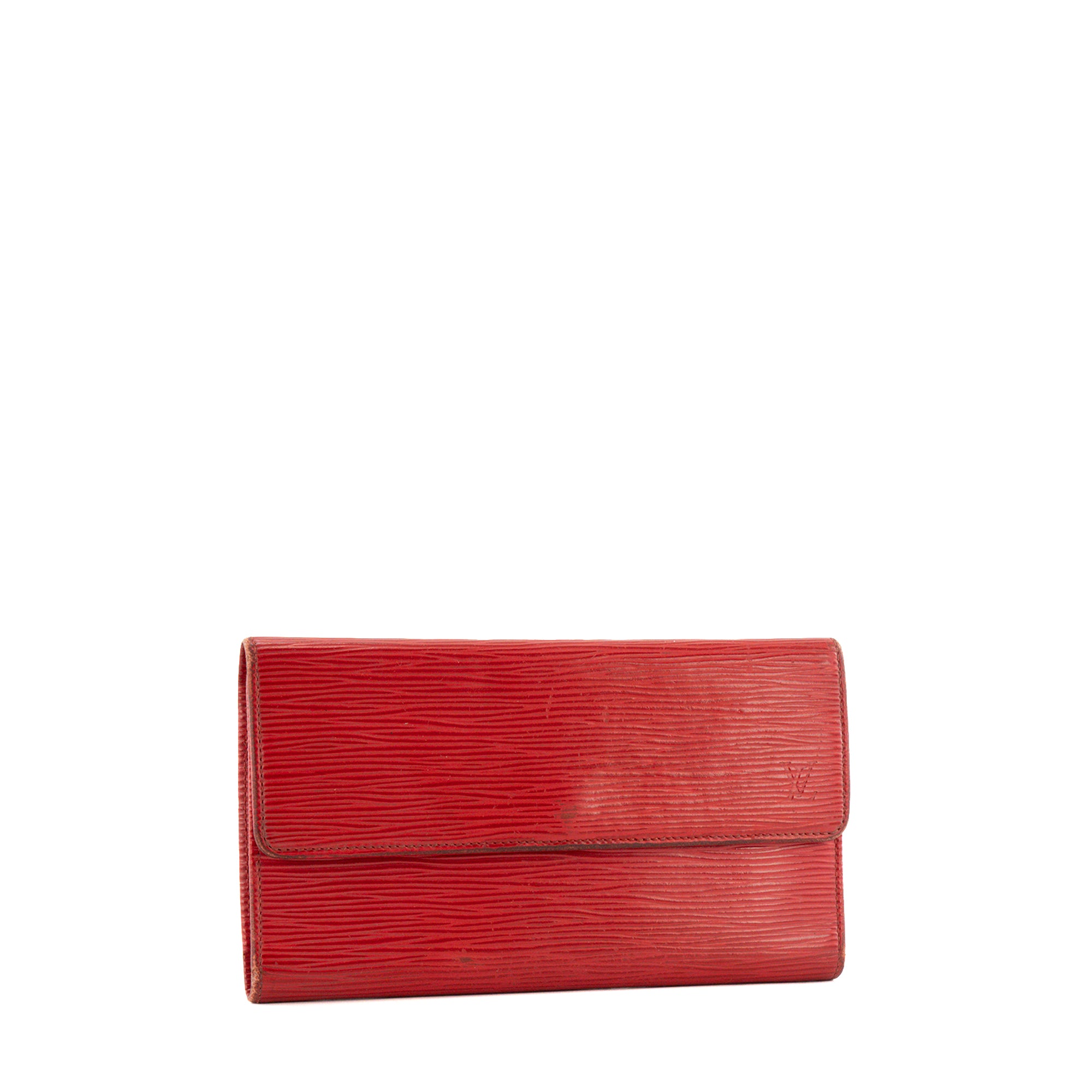 LOUIS VUITTON - Portefeuille Sarah Louis Vuitton en cuir épi rouge