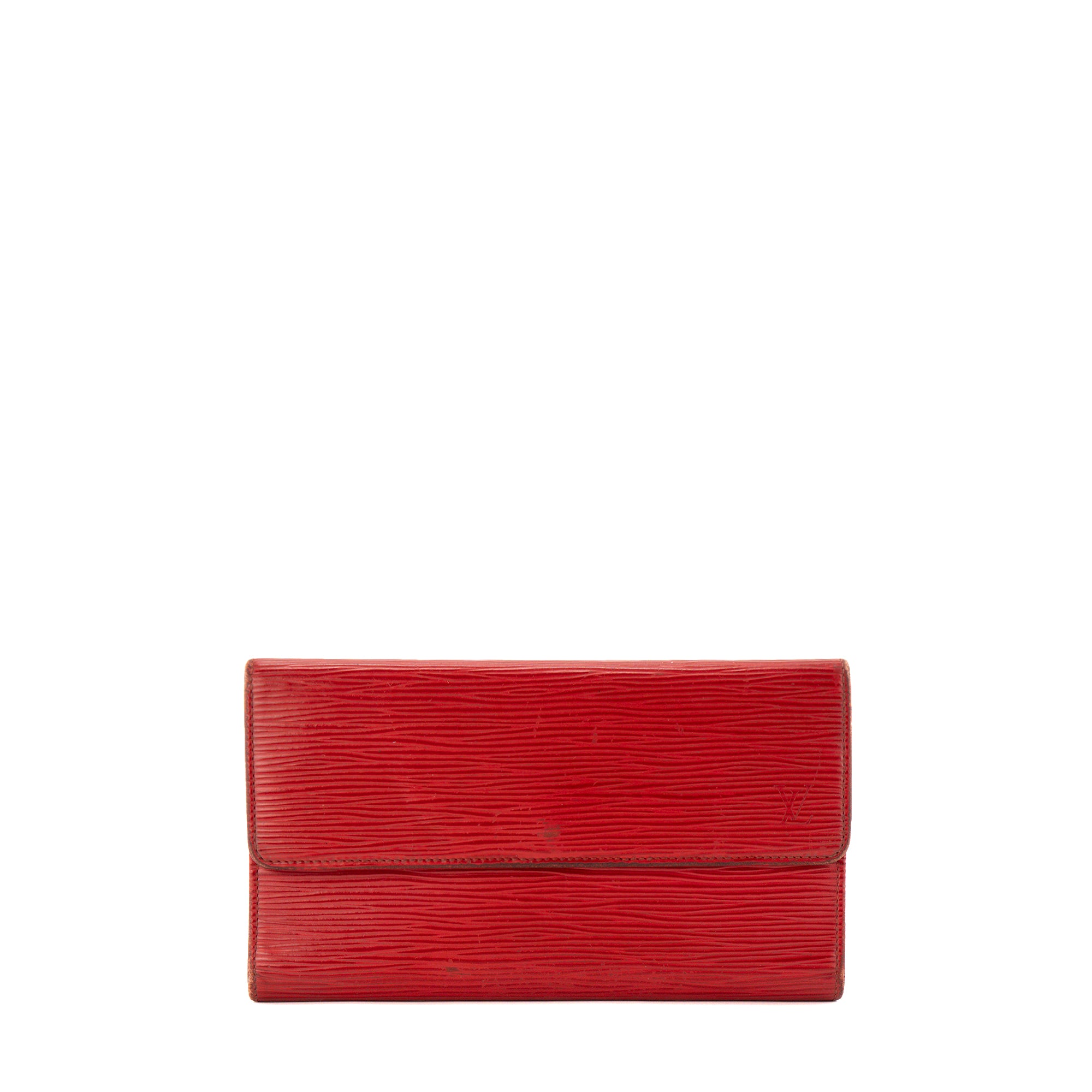LOUIS VUITTON - Portefeuille Sarah Louis Vuitton en cuir épi rouge