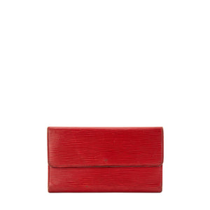 LOUIS VUITTON - Portefeuille Sarah Louis Vuitton en cuir épi rouge