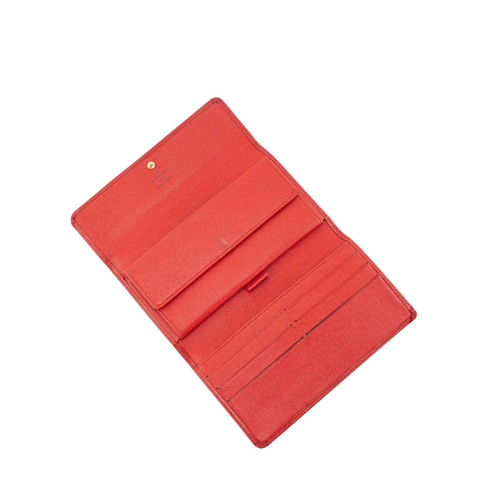 LOUIS VUITTON - Portefeuille Sarah Louis Vuitton en cuir épi rouge