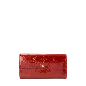 LOUIS VUITTON - Portefeuille Sarah Louis Vuitton en cuir verni rouge
