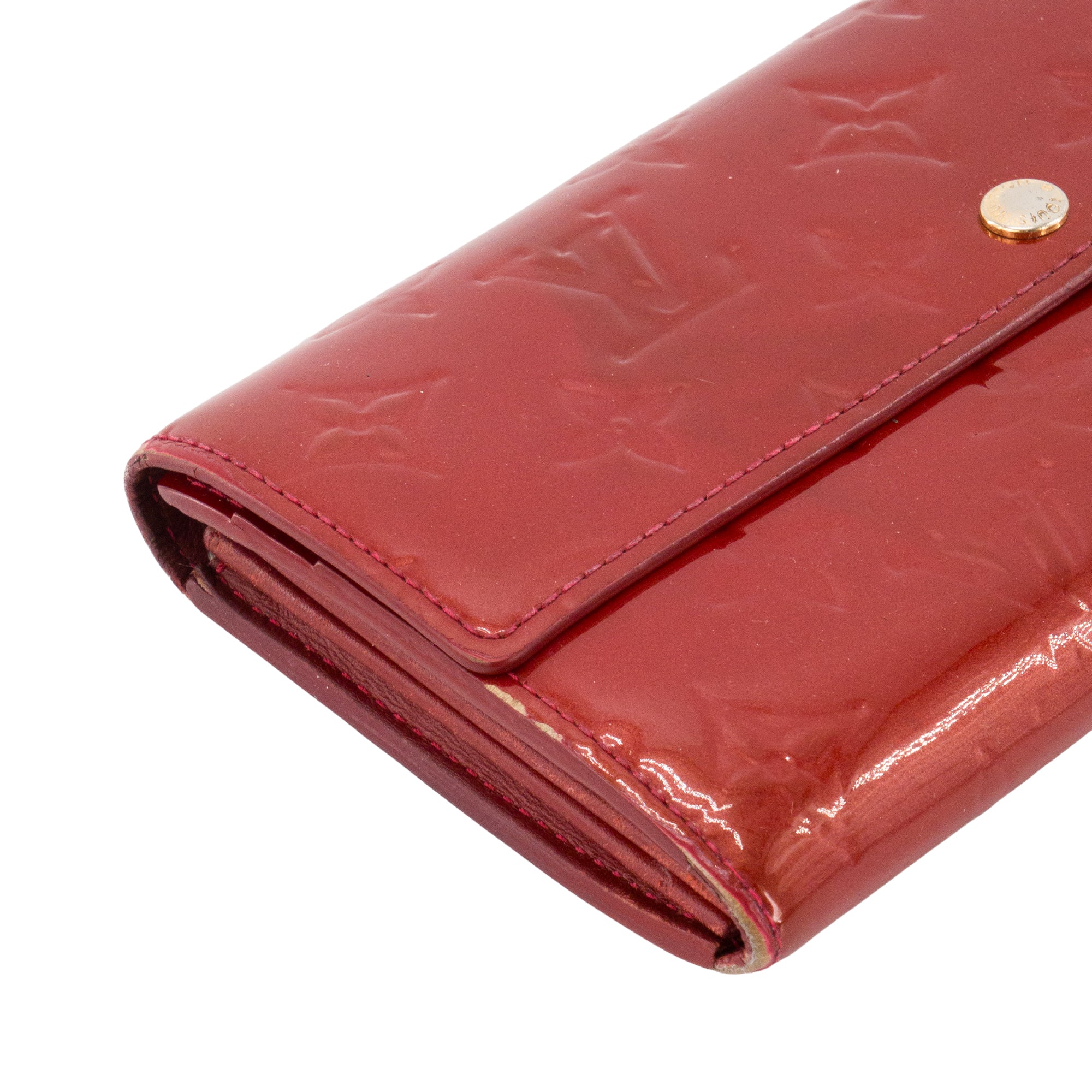 LOUIS VUITTON - Portefeuille Sarah Louis Vuitton en cuir verni rouge