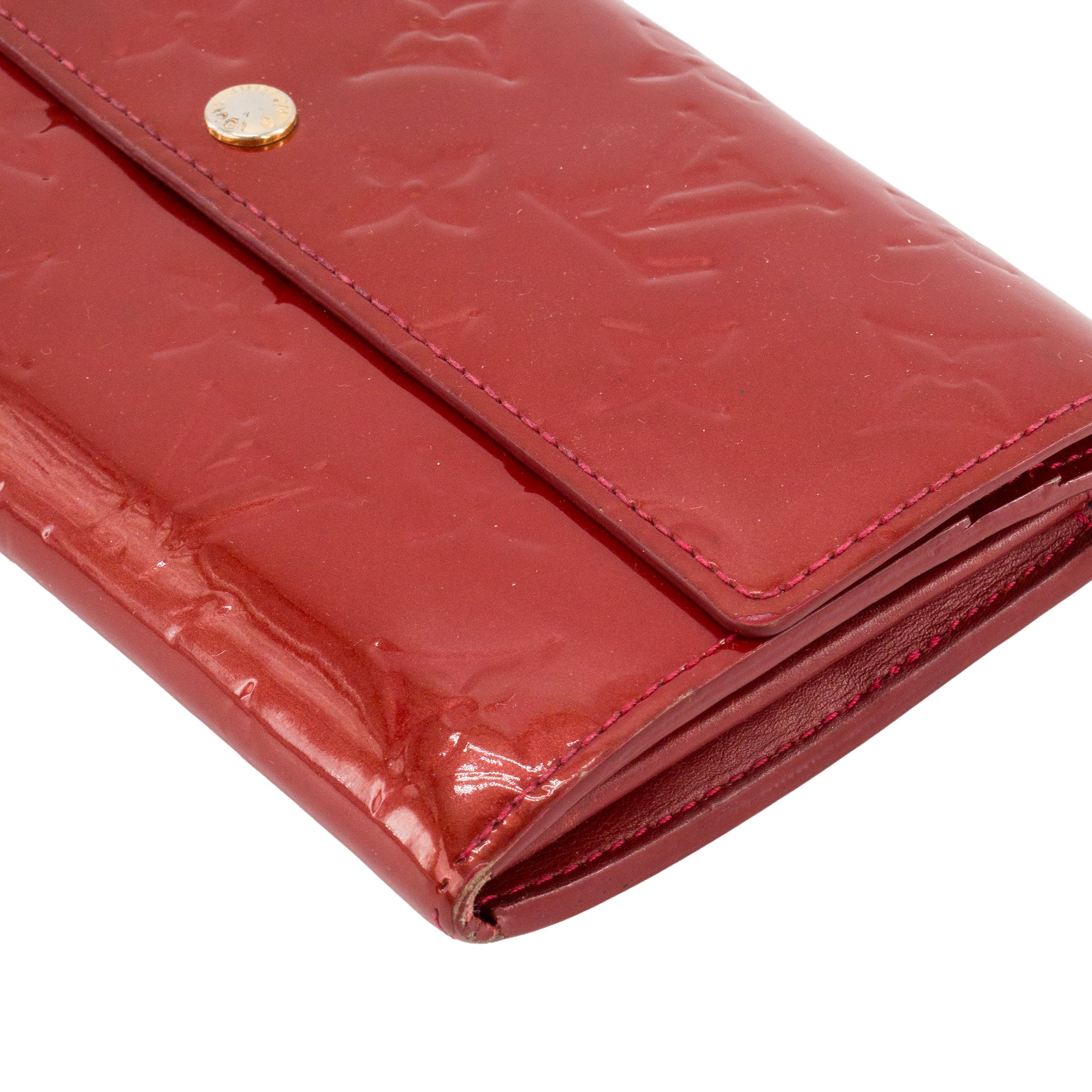 LOUIS VUITTON - Portefeuille Sarah Louis Vuitton en cuir verni rouge