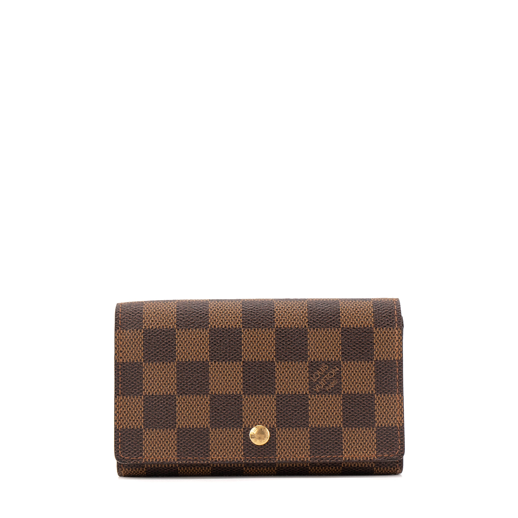 LOUIS VUITTON - Portefeuille Trésor Louis Vuitton en toile damier ébène
