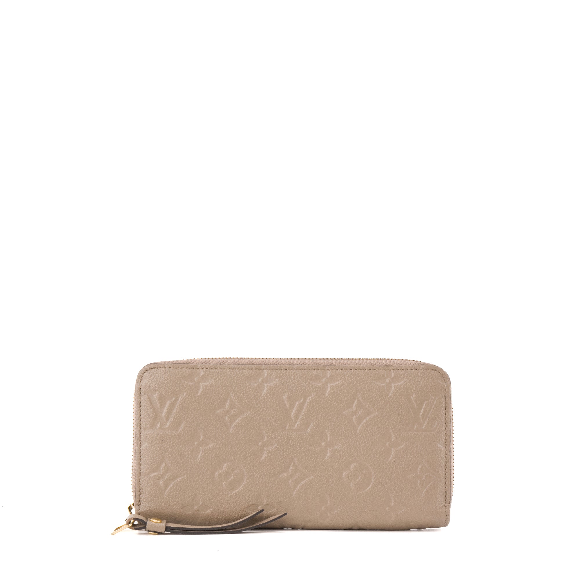 LOUIS VUITTON - Portefeuille Zippy Louis Vuitton en cuir empreinte taupe
