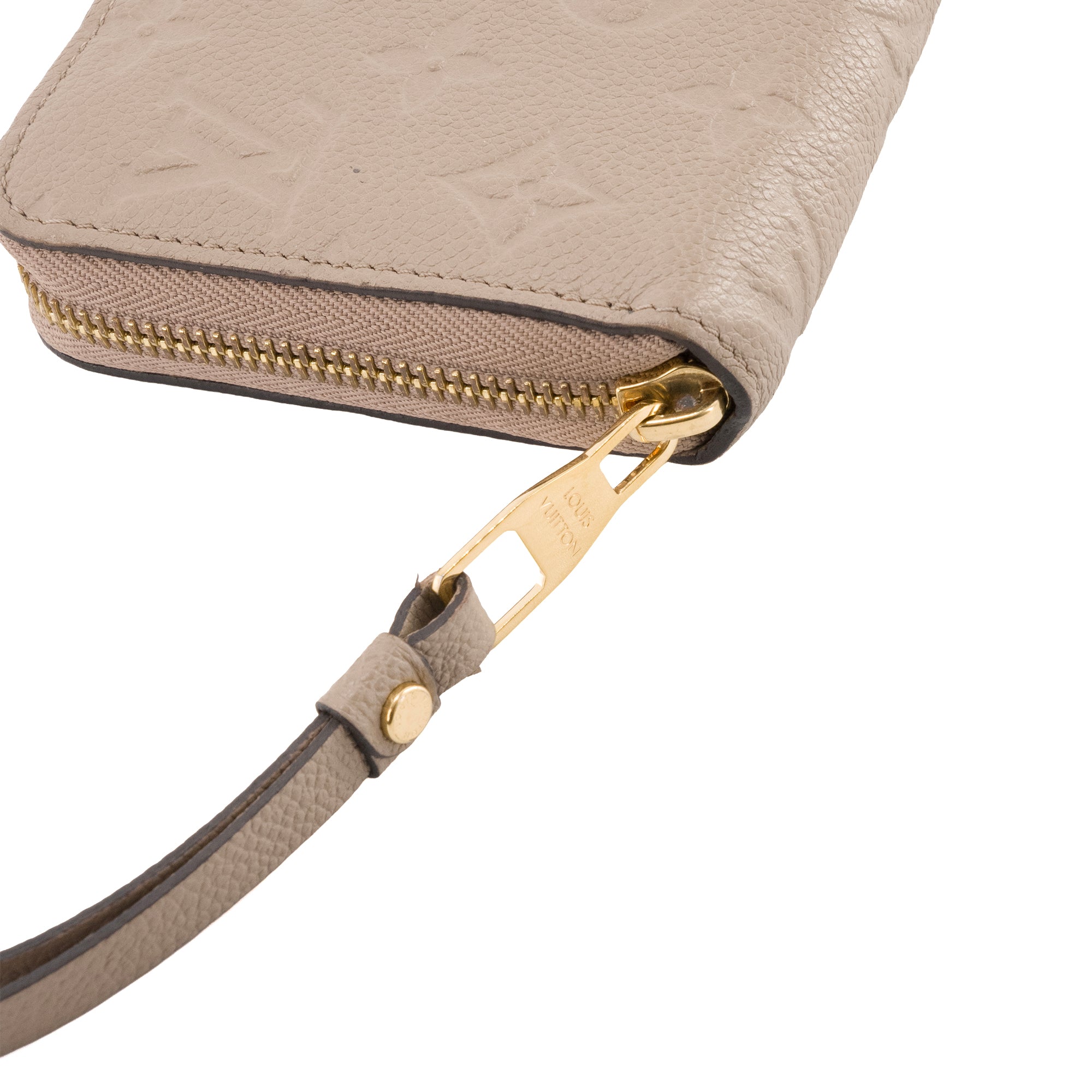 LOUIS VUITTON - Portefeuille Zippy Louis Vuitton en cuir empreinte taupe