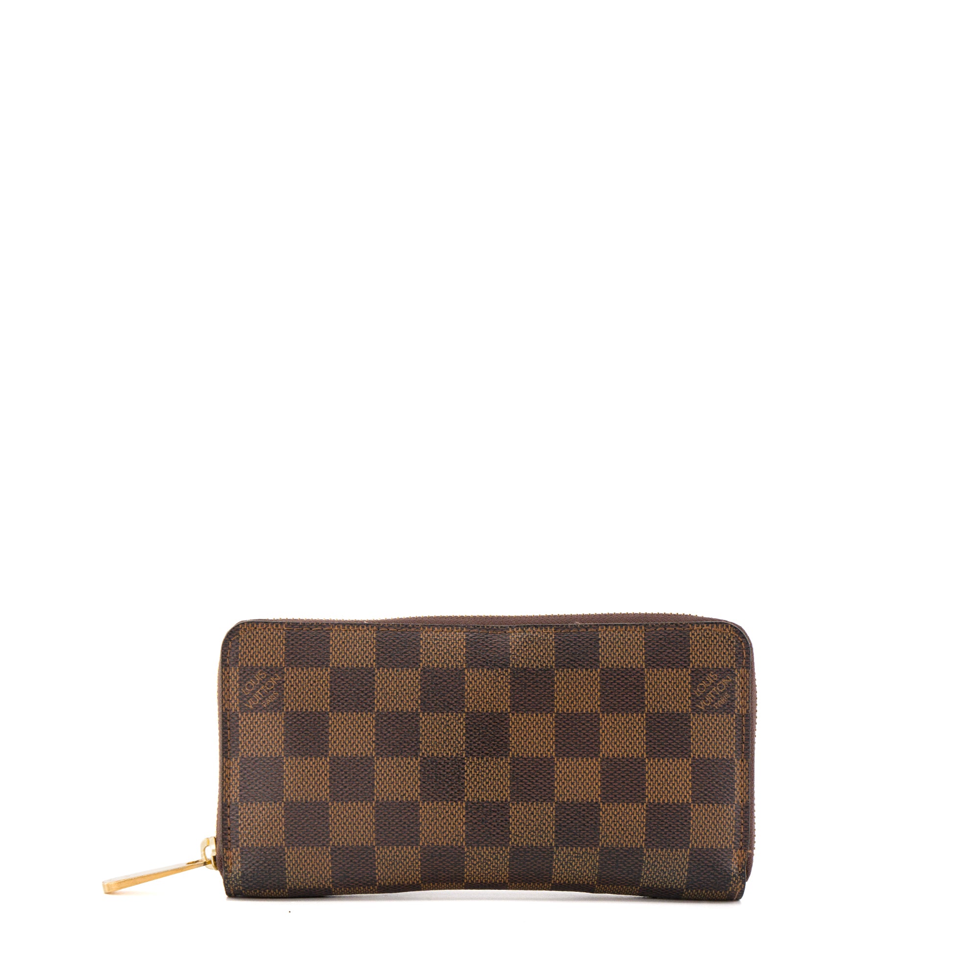 LOUIS VUITTON - Portefeuille Zippy Louis Vuitton en toile damier ébène vintage
