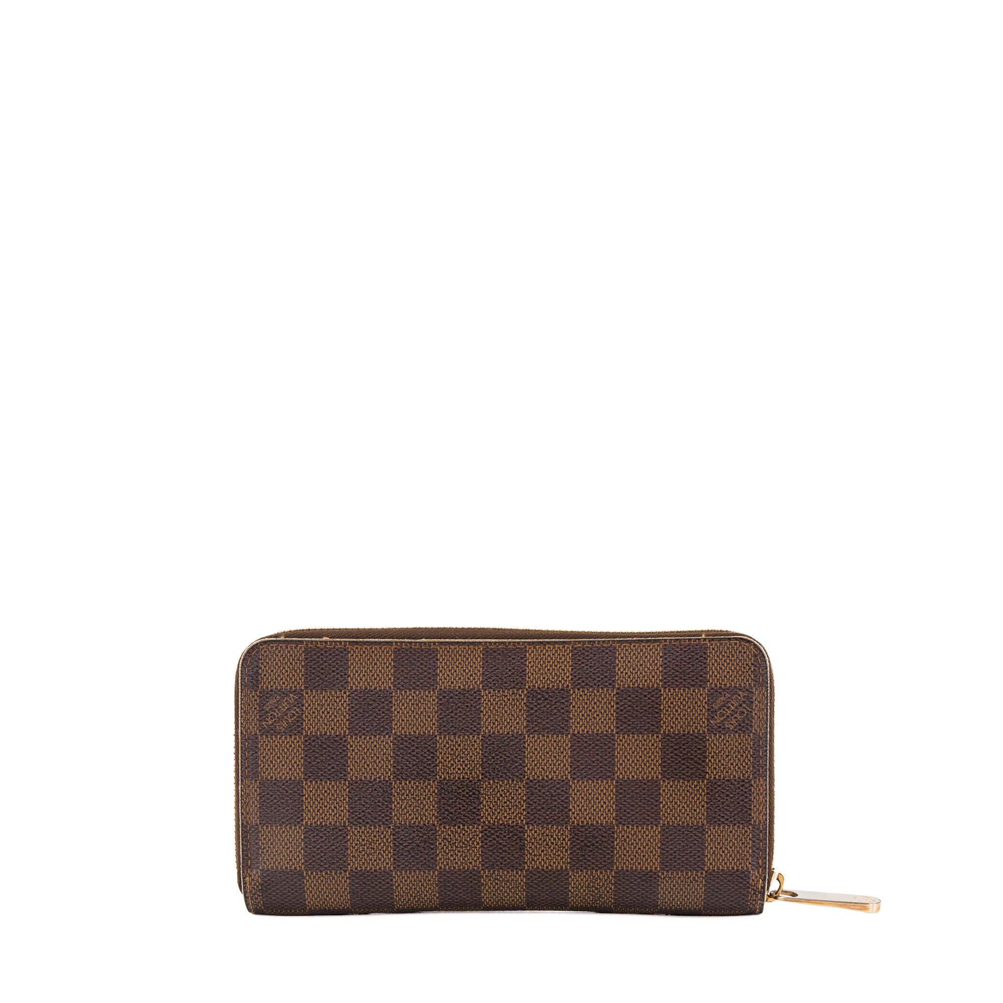 LOUIS VUITTON - Portefeuille Zippy Louis Vuitton en toile enduite damier ébène