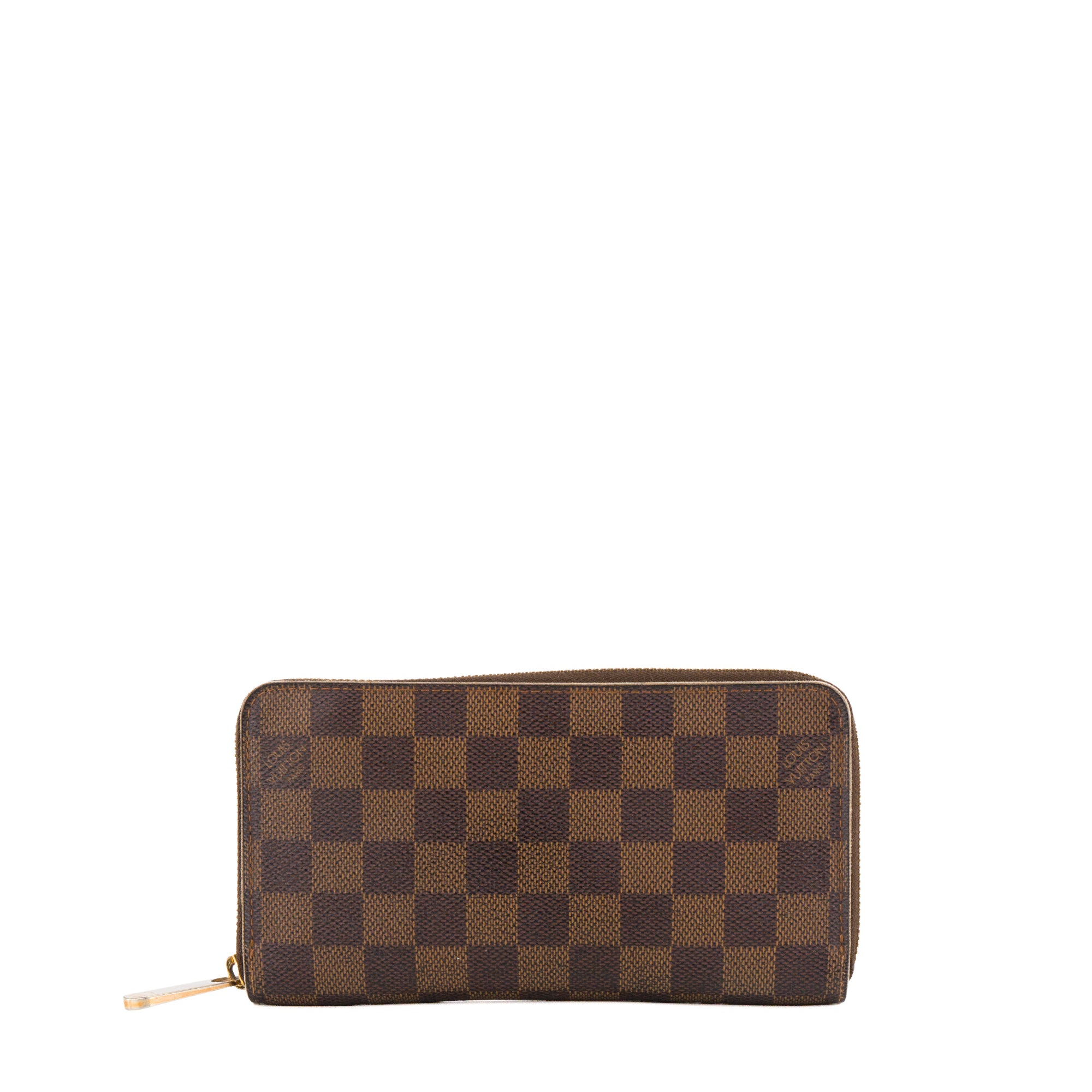 LOUIS VUITTON - Portefeuille Zippy Louis Vuitton en toile enduite damier ébène