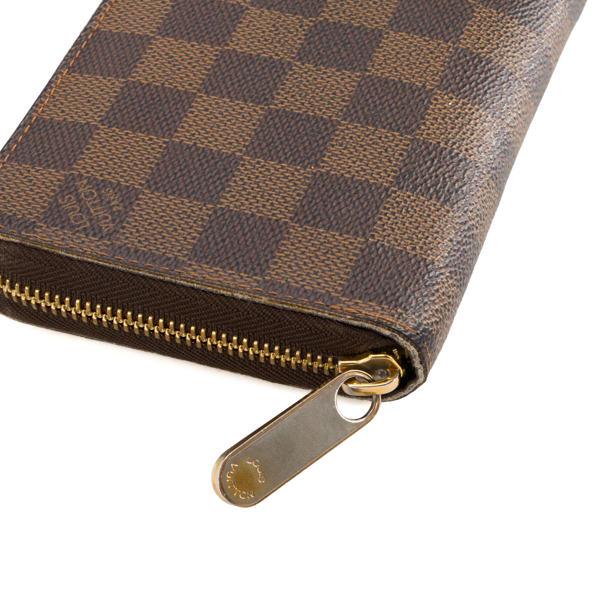 LOUIS VUITTON - Portefeuille Zippy Louis Vuitton en toile enduite damier ébène