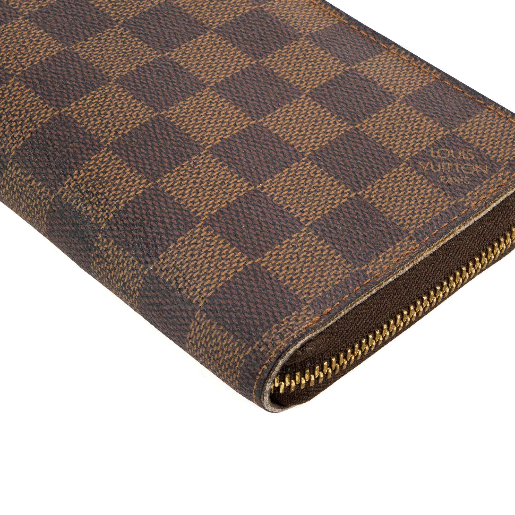 LOUIS VUITTON - Portefeuille Zippy Louis Vuitton en toile enduite damier ébène