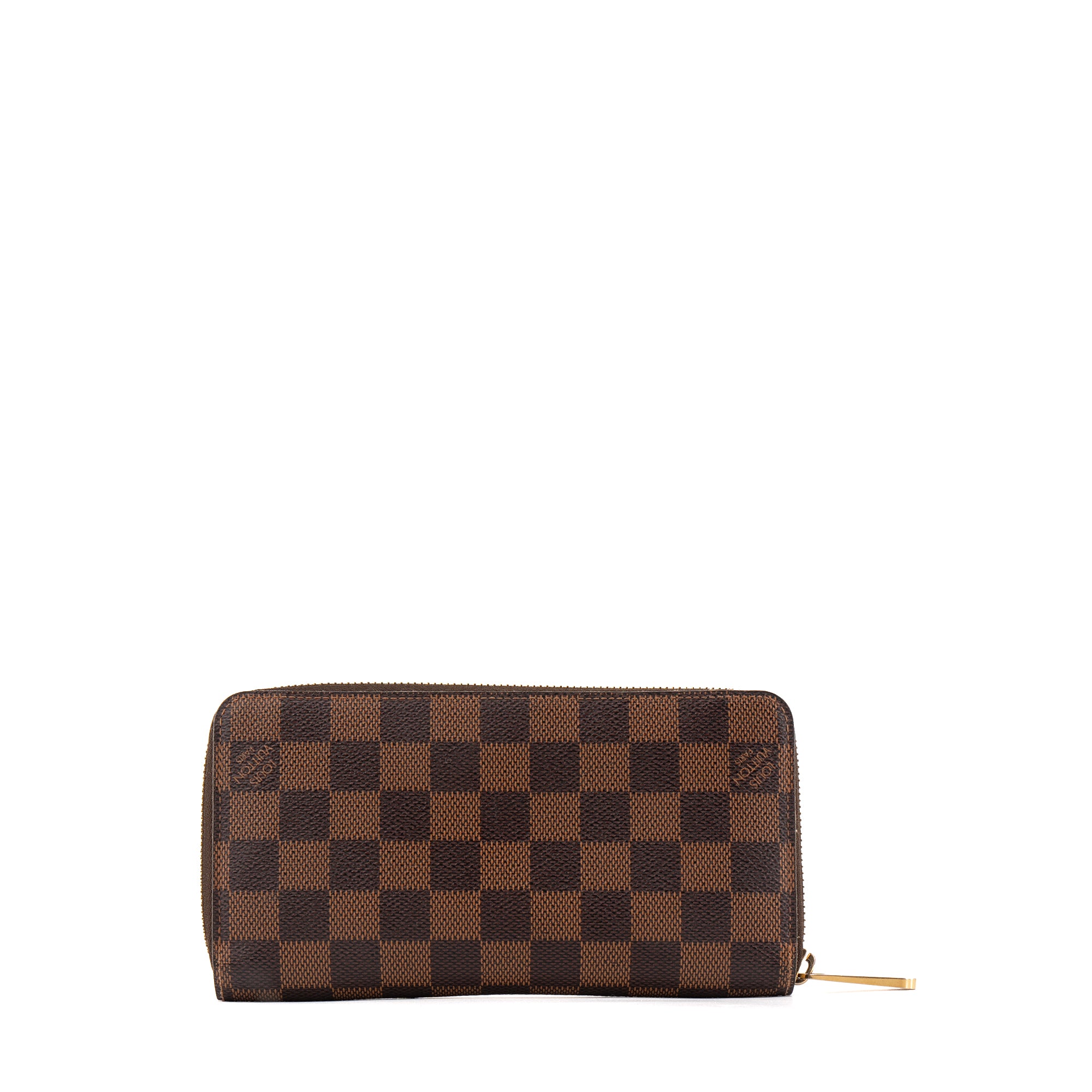 LOUIS VUITTON - Portefeuille Zippy Louis Vuitton en toile enduite damier ébène