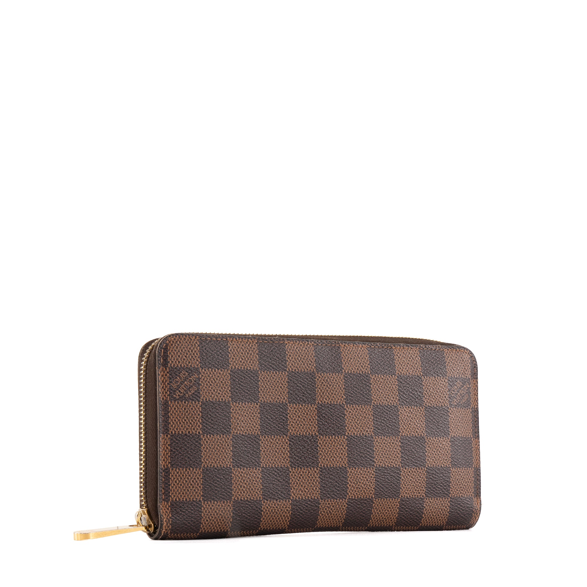 LOUIS VUITTON - Portefeuille Zippy Louis Vuitton en toile enduite damier ébène
