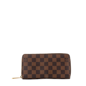 LOUIS VUITTON - Portefeuille Zippy Louis Vuitton en toile enduite damier ébène