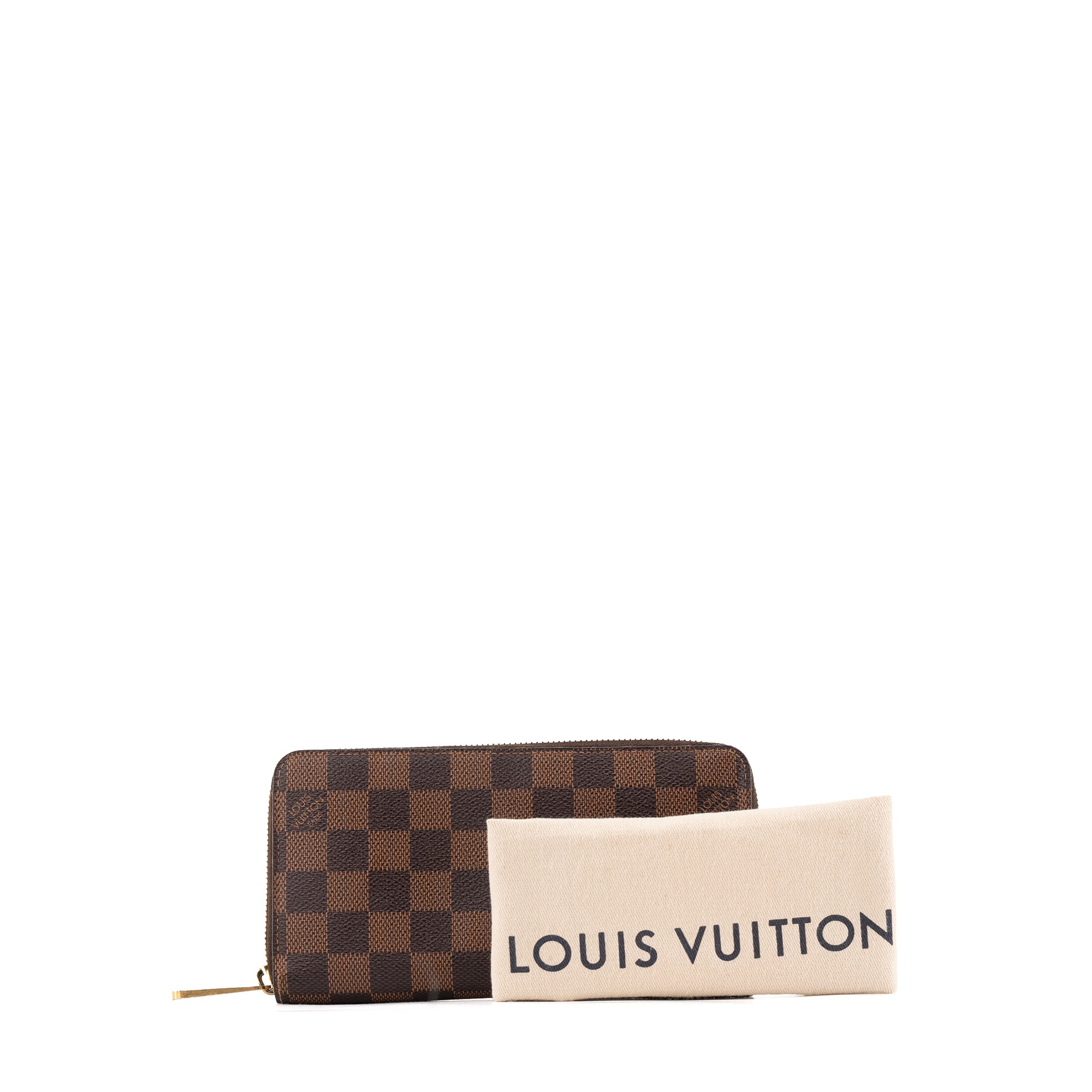 LOUIS VUITTON - Portefeuille Zippy Louis Vuitton en toile enduite damier ébène