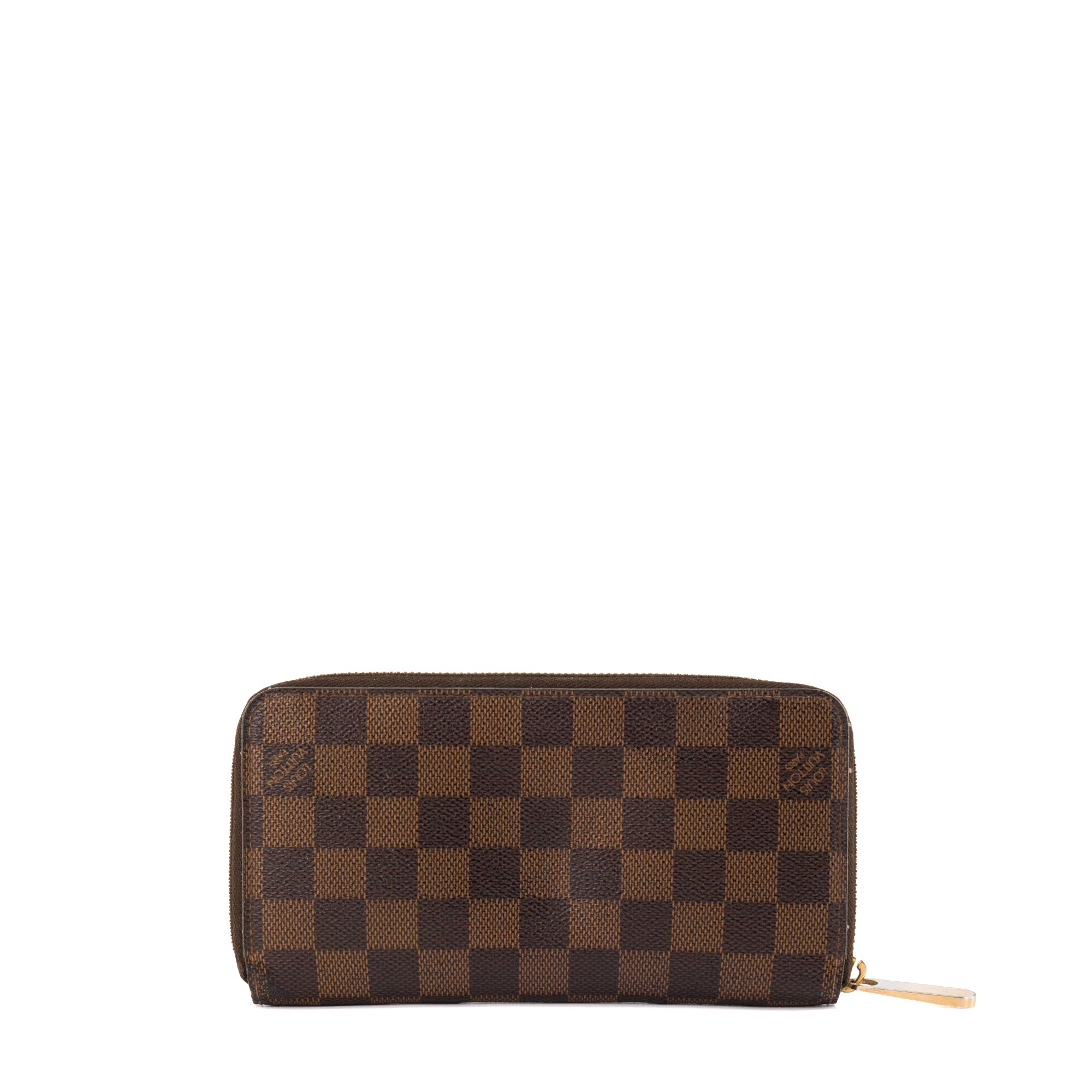 LOUIS VUITTON - Portefeuille Zippy Louis Vuitton en toile enduite damier ébène