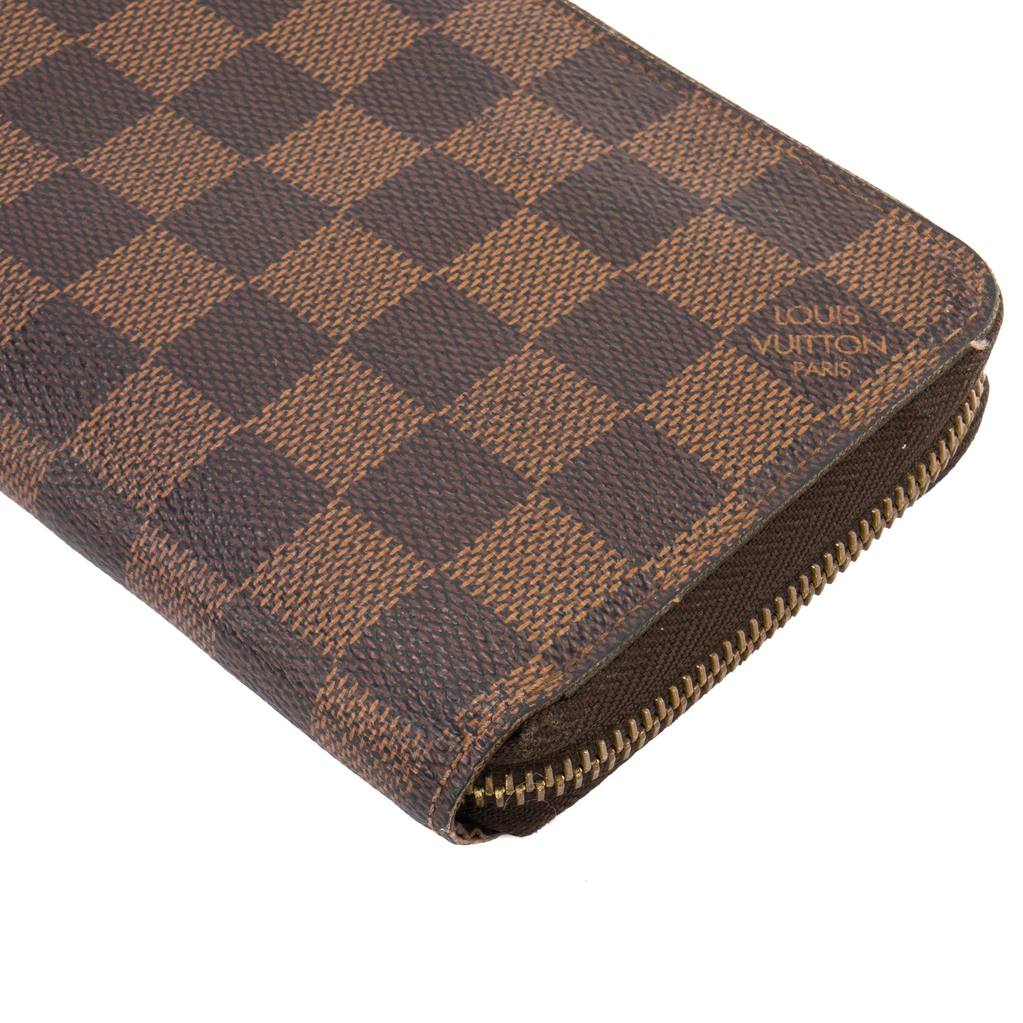 LOUIS VUITTON - Portefeuille Zippy Louis Vuitton en toile enduite damier ébène