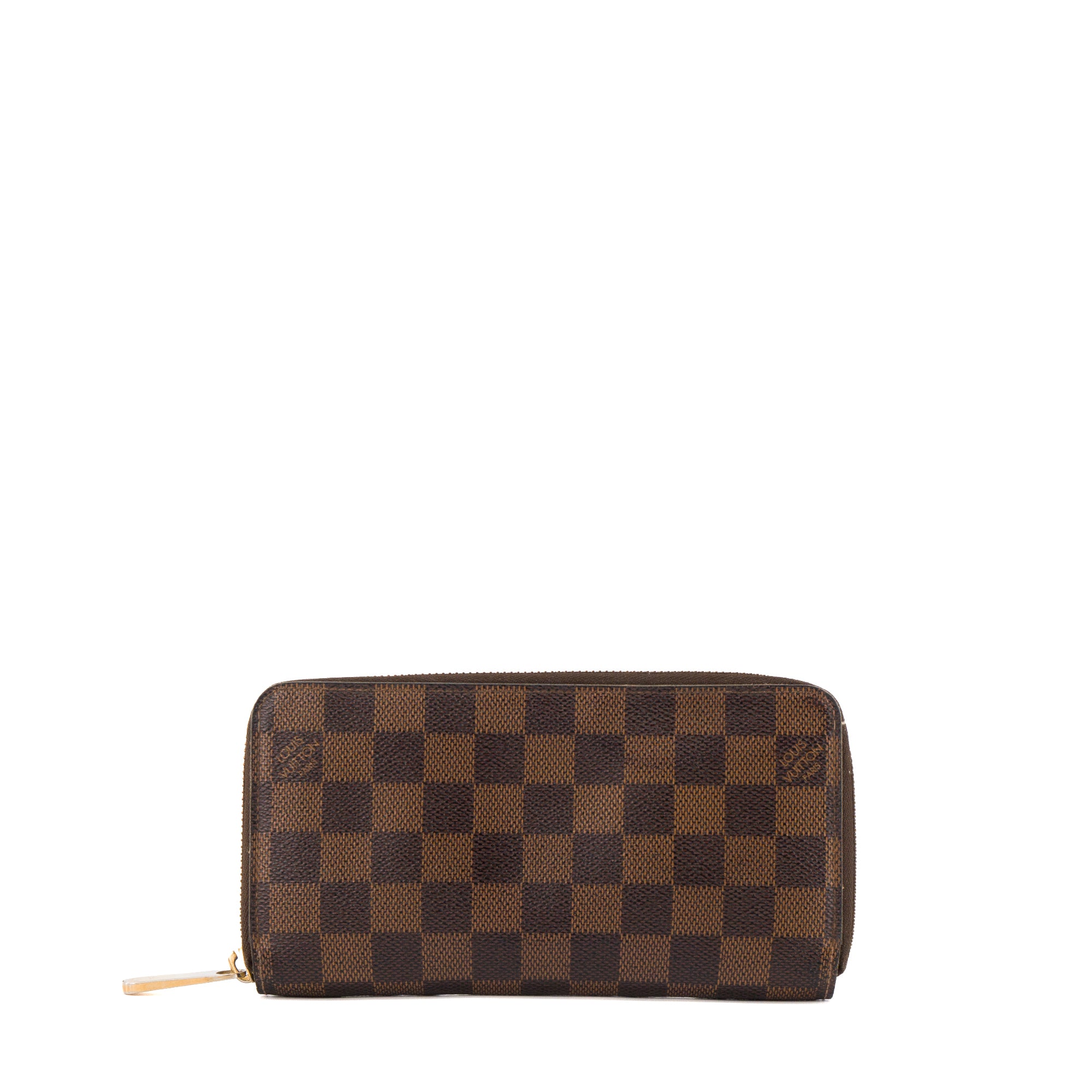 LOUIS VUITTON - Portefeuille Zippy Louis Vuitton en toile enduite damier ébène