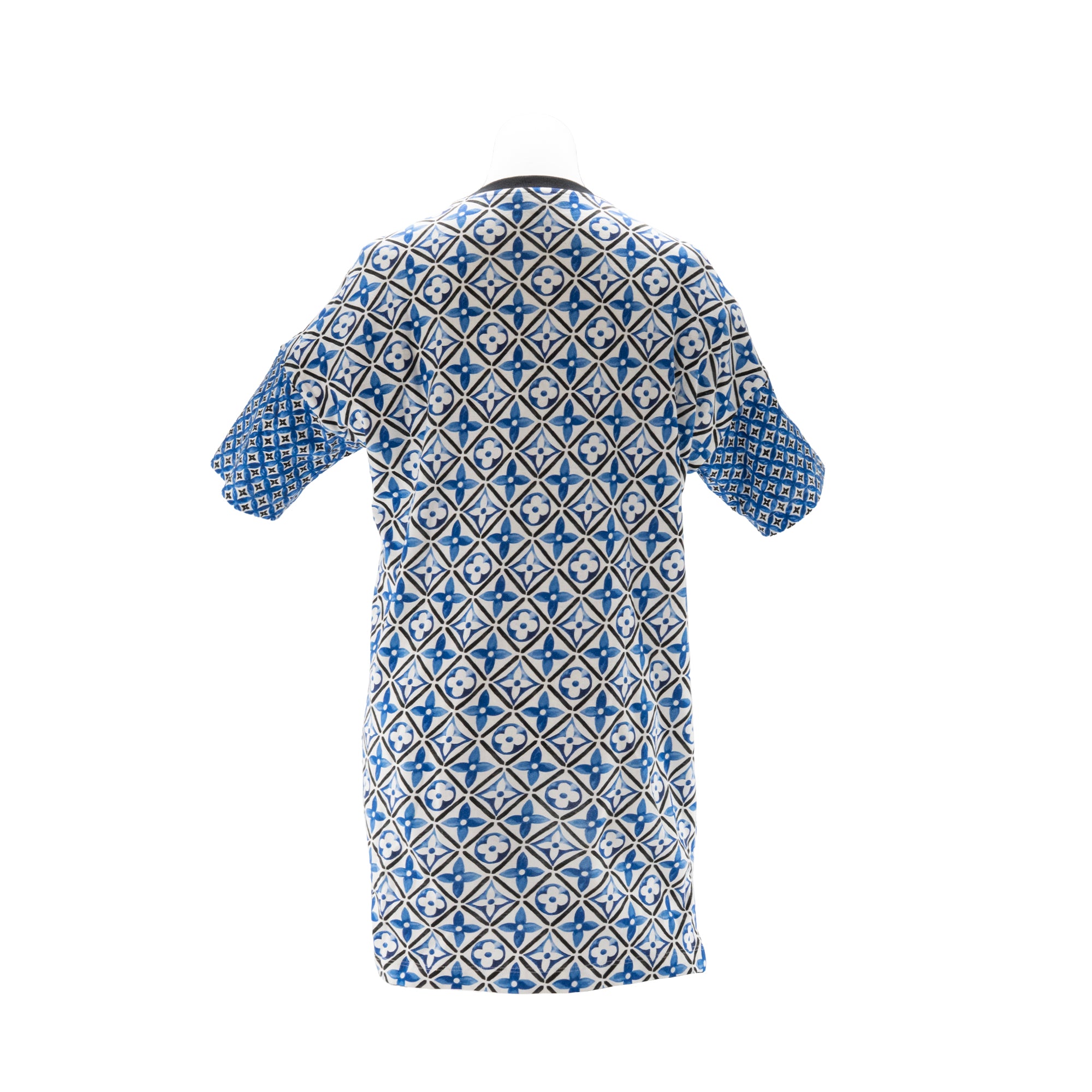 LOUIS VUITTON - Louis Vuitton Blue and White Monogram Cotton T-Shirt Dress (S)
