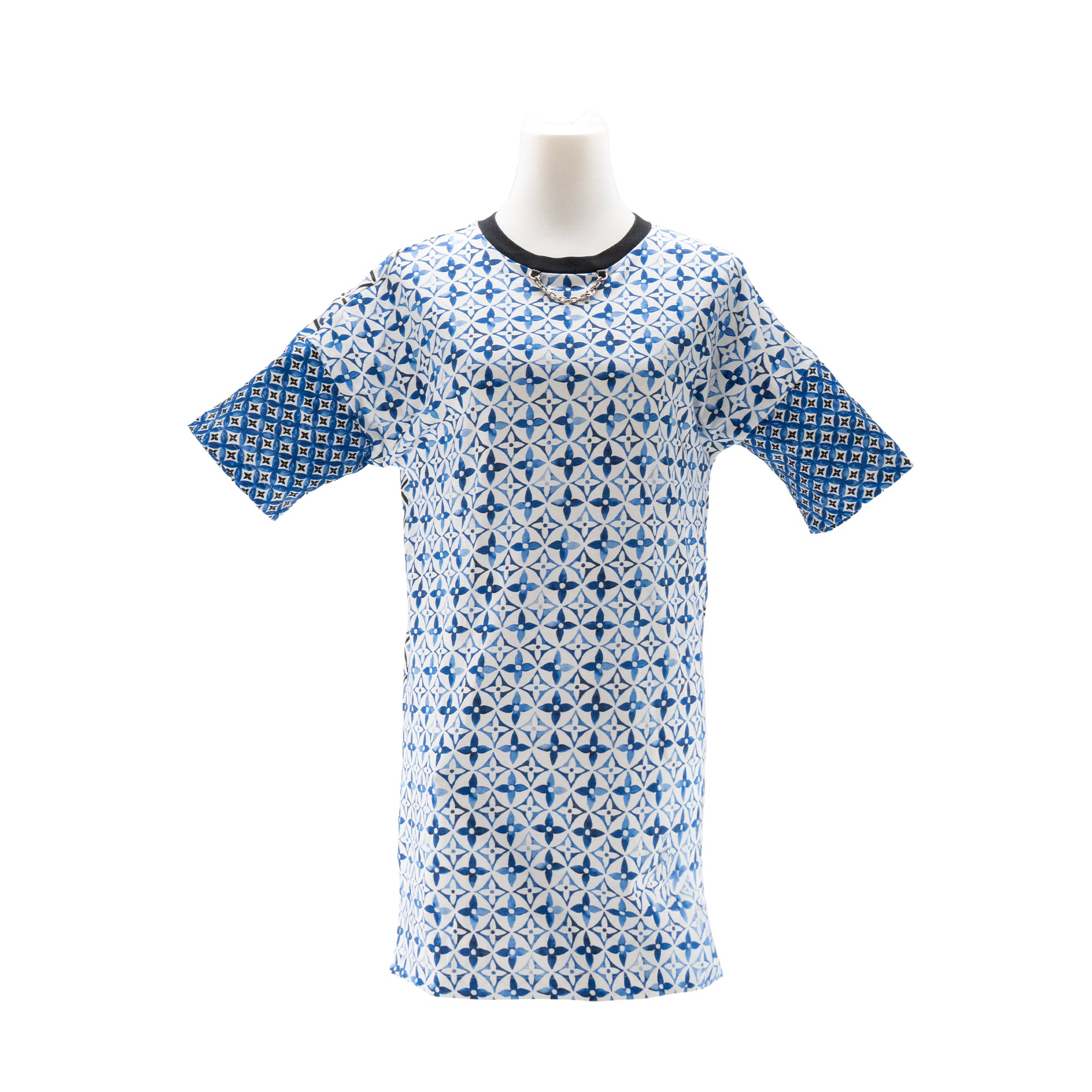 LOUIS VUITTON - Louis Vuitton Blue and White Monogram Cotton T-Shirt Dress (S)