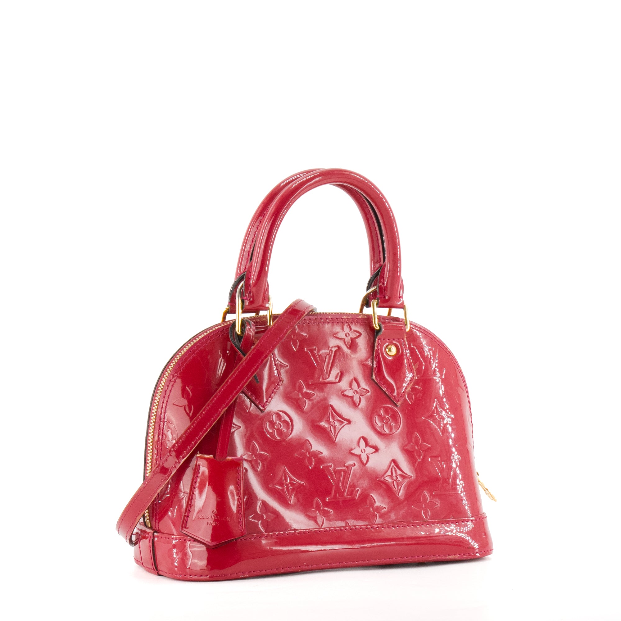 LOUIS VUITTON - Sac à bandoulière Alma BB Louis Vuitton en cuir verni framboise