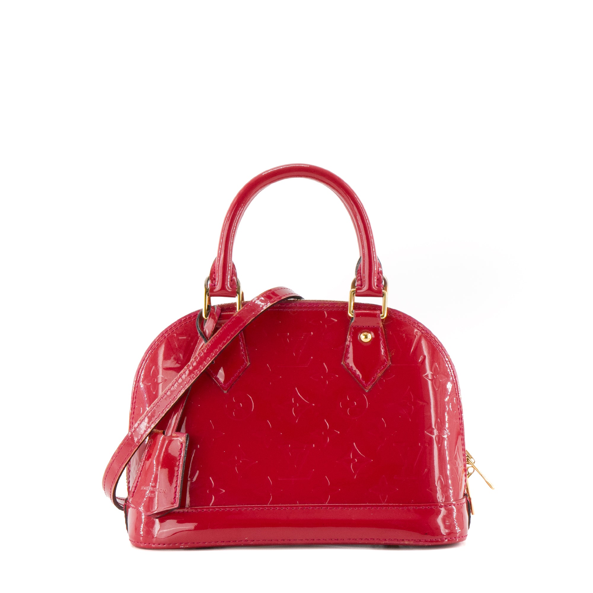 LOUIS VUITTON - Sac à bandoulière Alma BB Louis Vuitton en cuir verni framboise