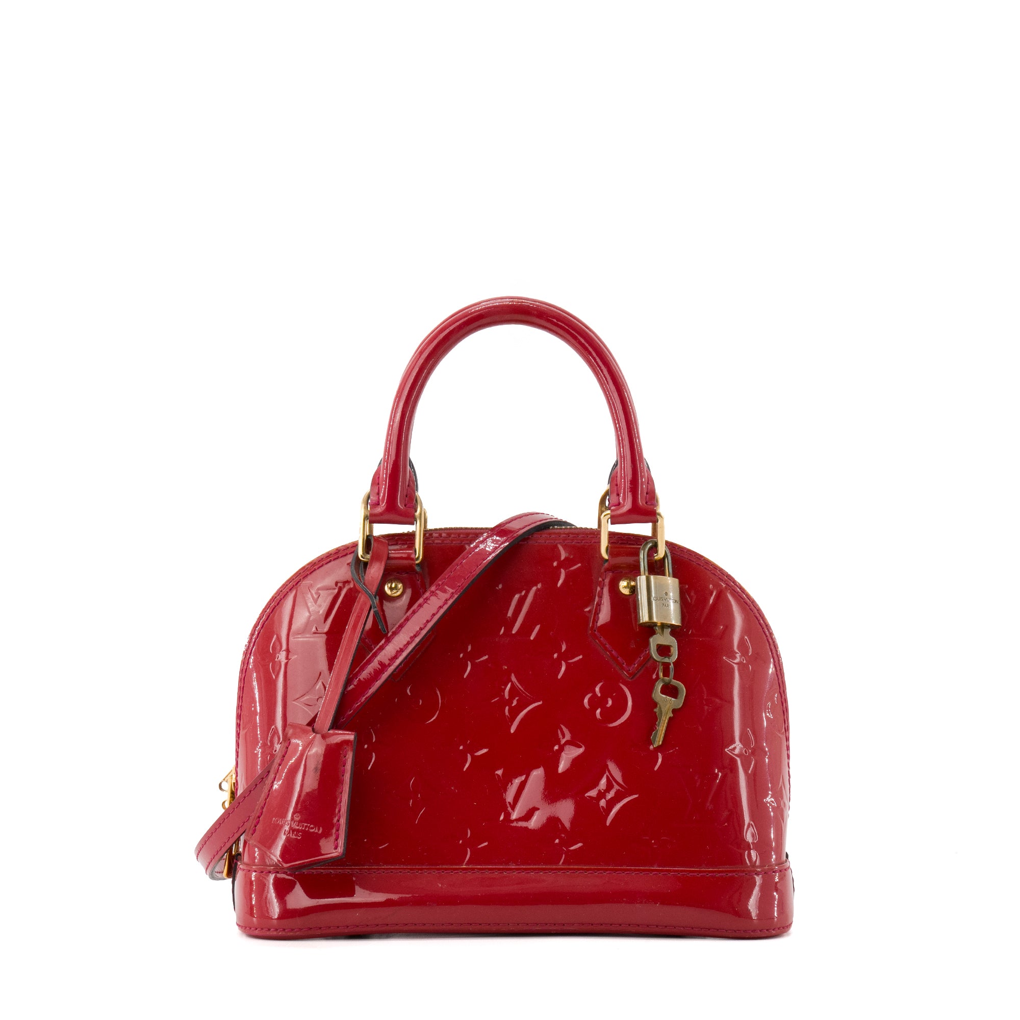 LOUIS VUITTON - Sac à bandoulière Alma BB Louis Vuitton en cuir verni framboise