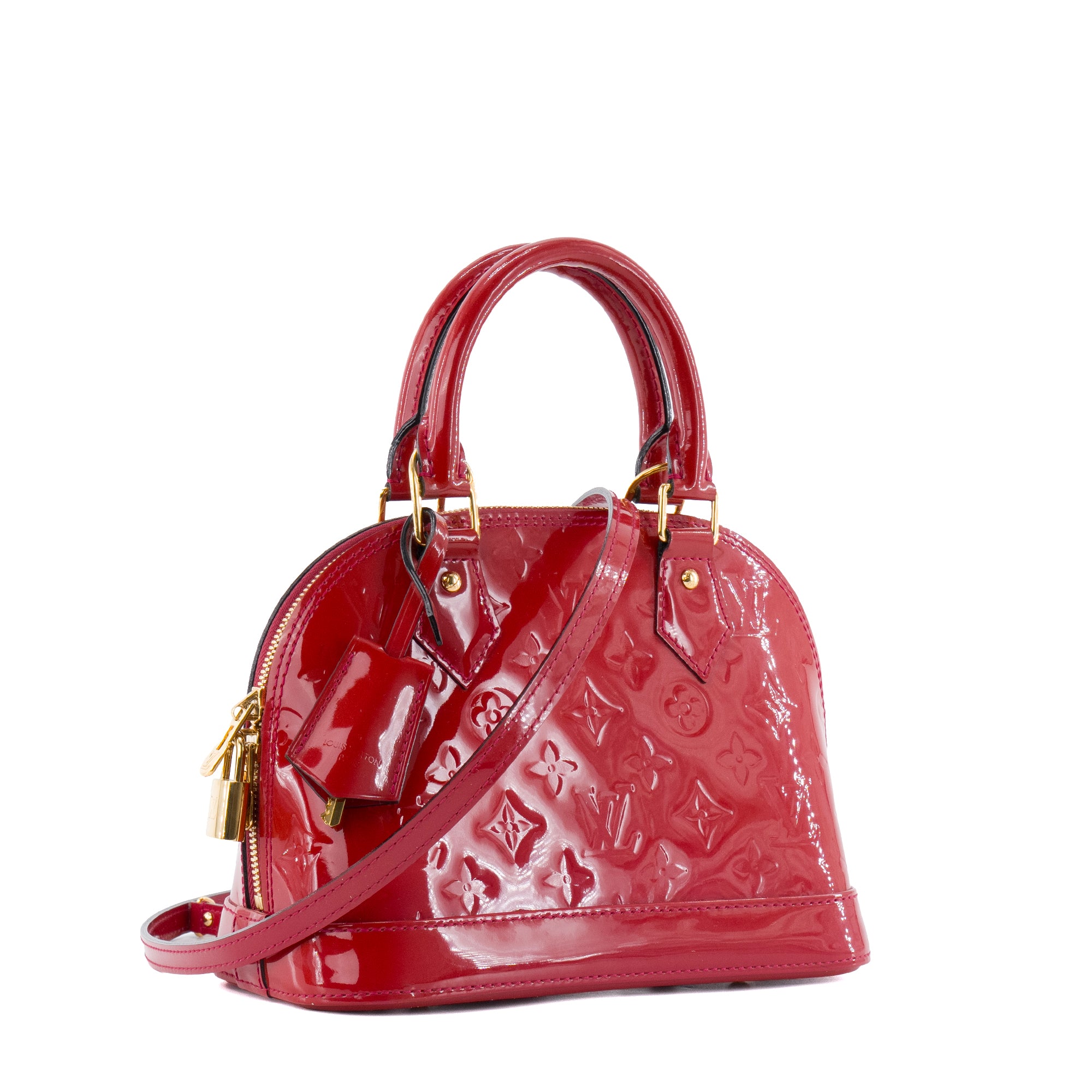 LOUIS VUITTON - Sac à bandoulière Alma BB Louis Vuitton en cuir verni framboise