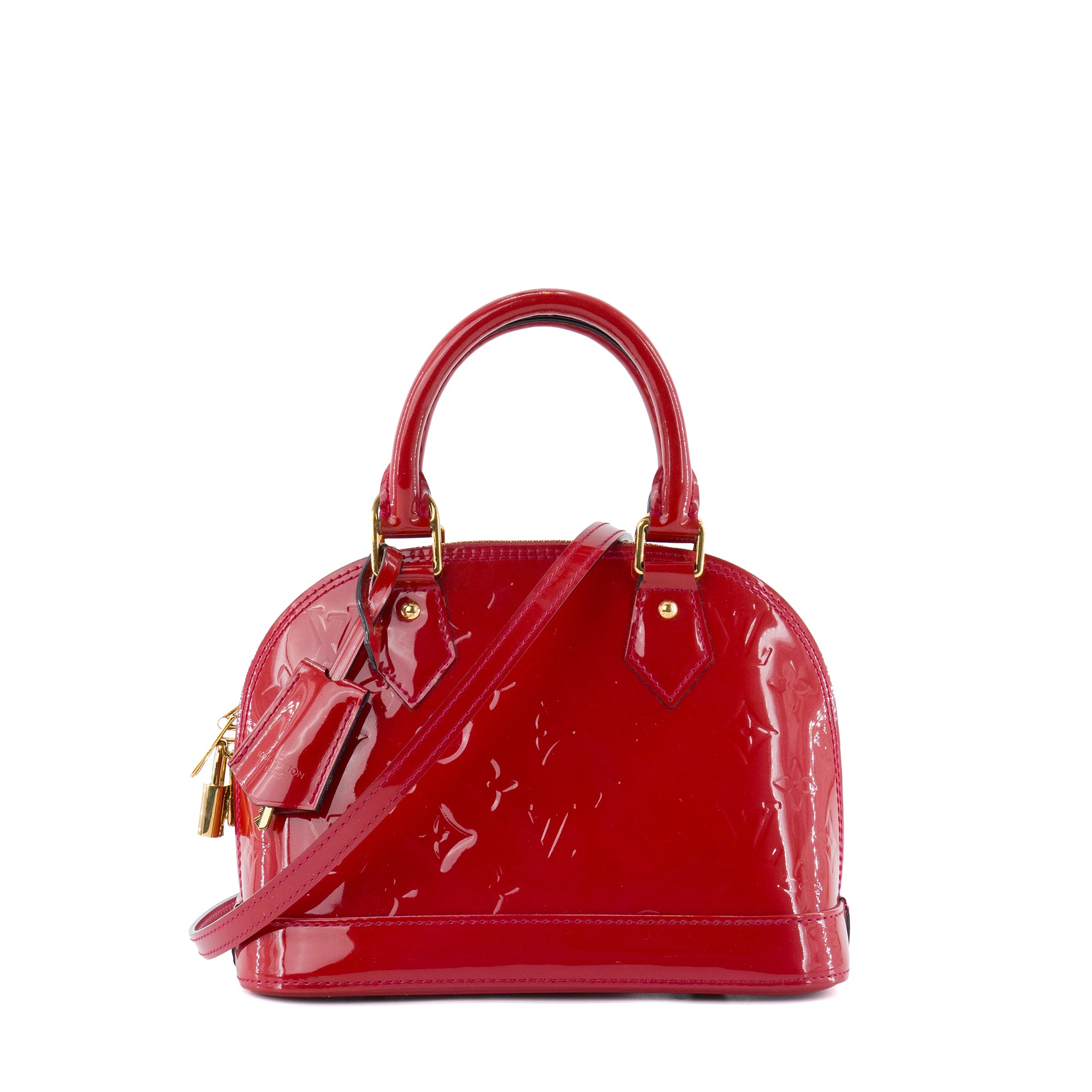LOUIS VUITTON - Sac à bandoulière Alma BB Louis Vuitton en cuir verni framboise