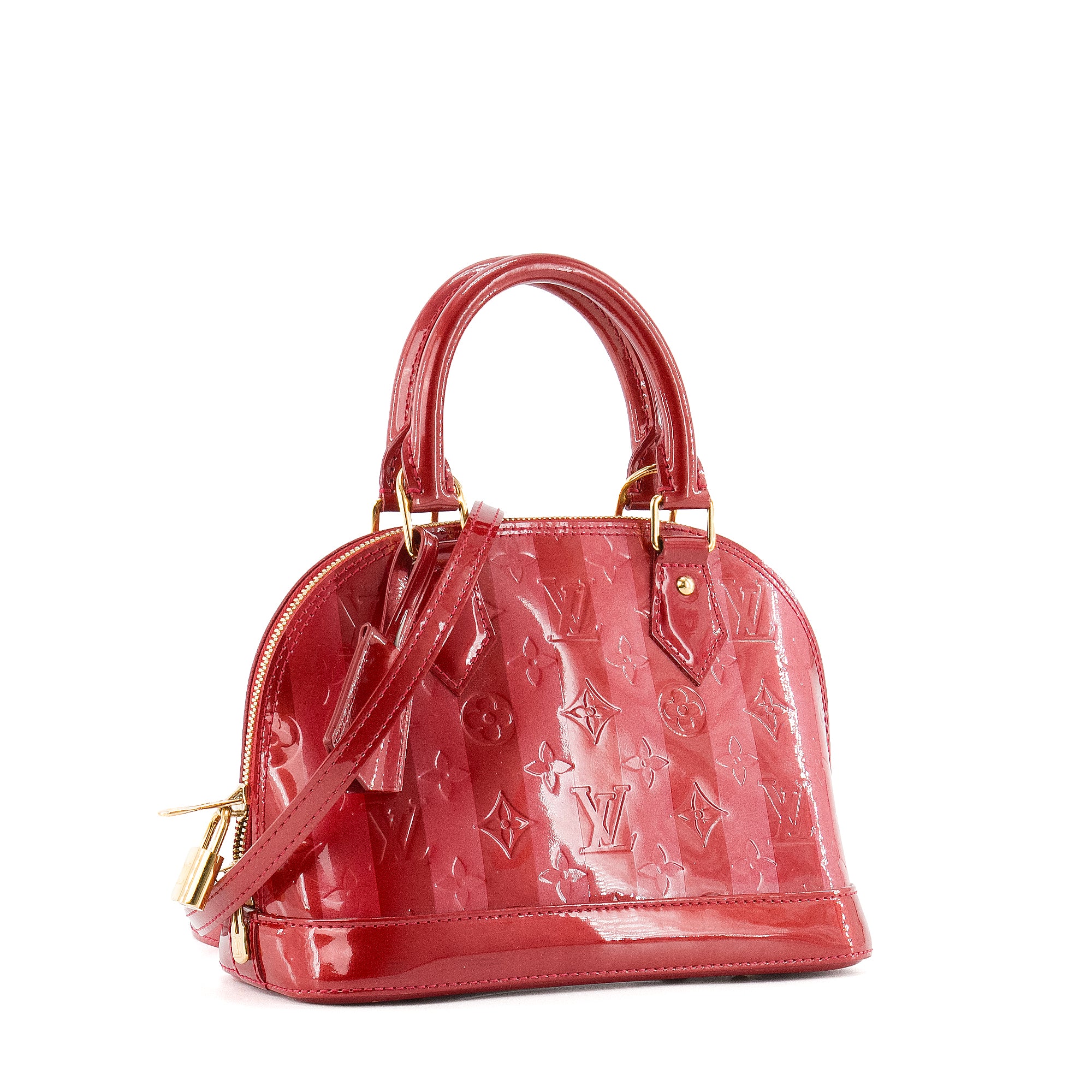 LOUIS VUITTON - Sac à bandoulière Alma BB Louis Vuitton en cuir verni rouge et rose édition limitée