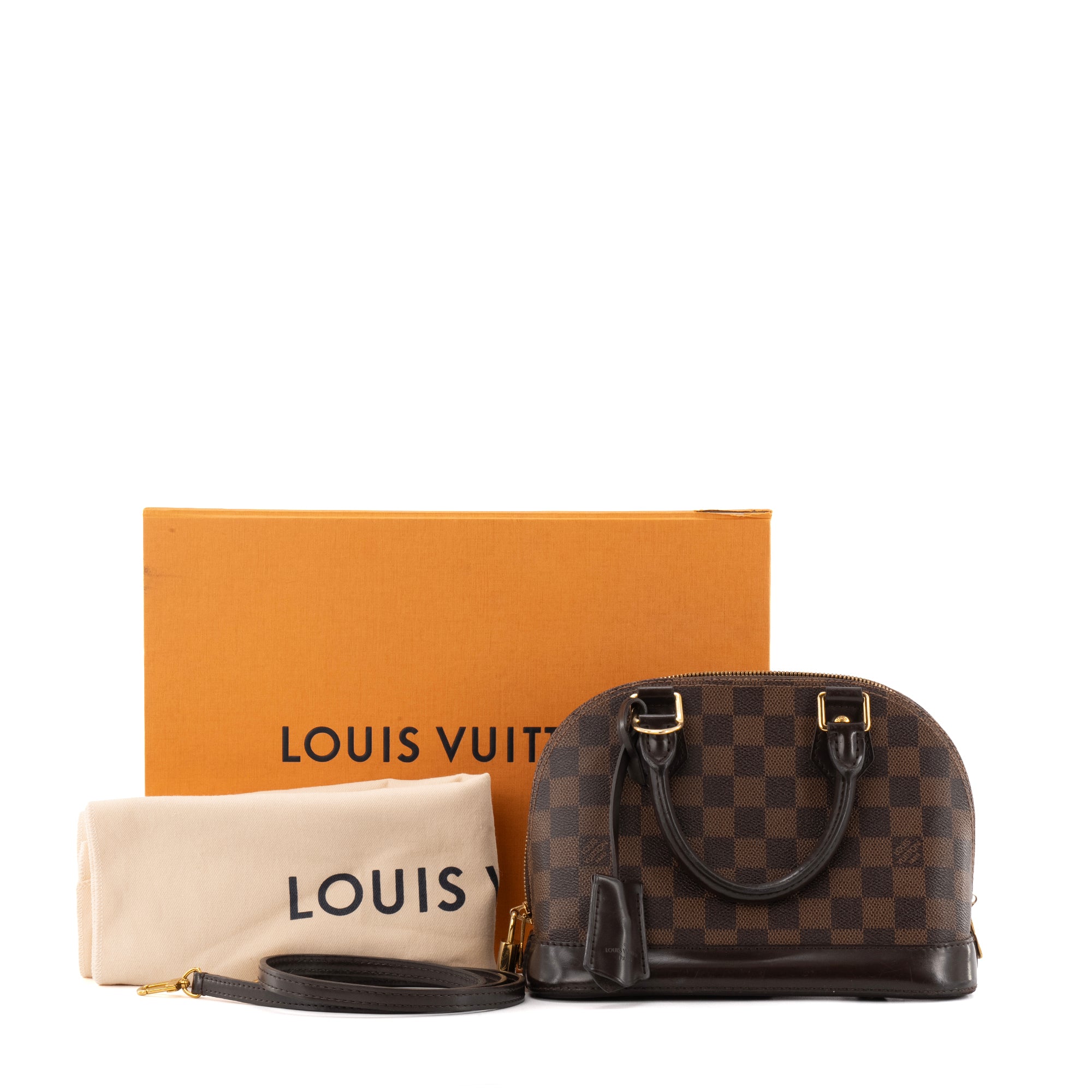 LOUIS VUITTON - Sac à bandoulière Alma BB Louis Vuitton en toile enduite damier ébène