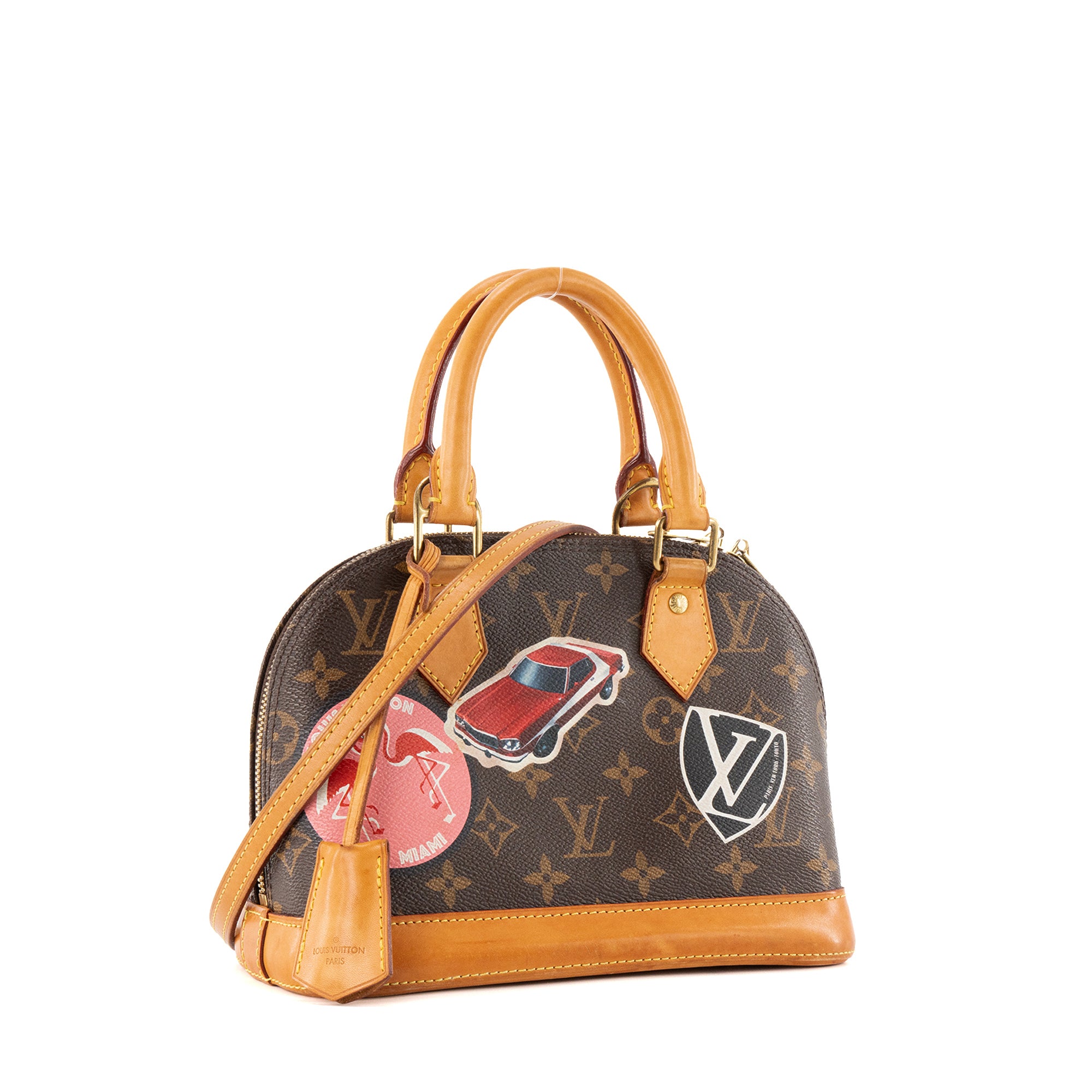 LOUIS VUITTON - Sac à bandoulière Alma BB World Tour Louis Vuitton en toile enduite monogrammée