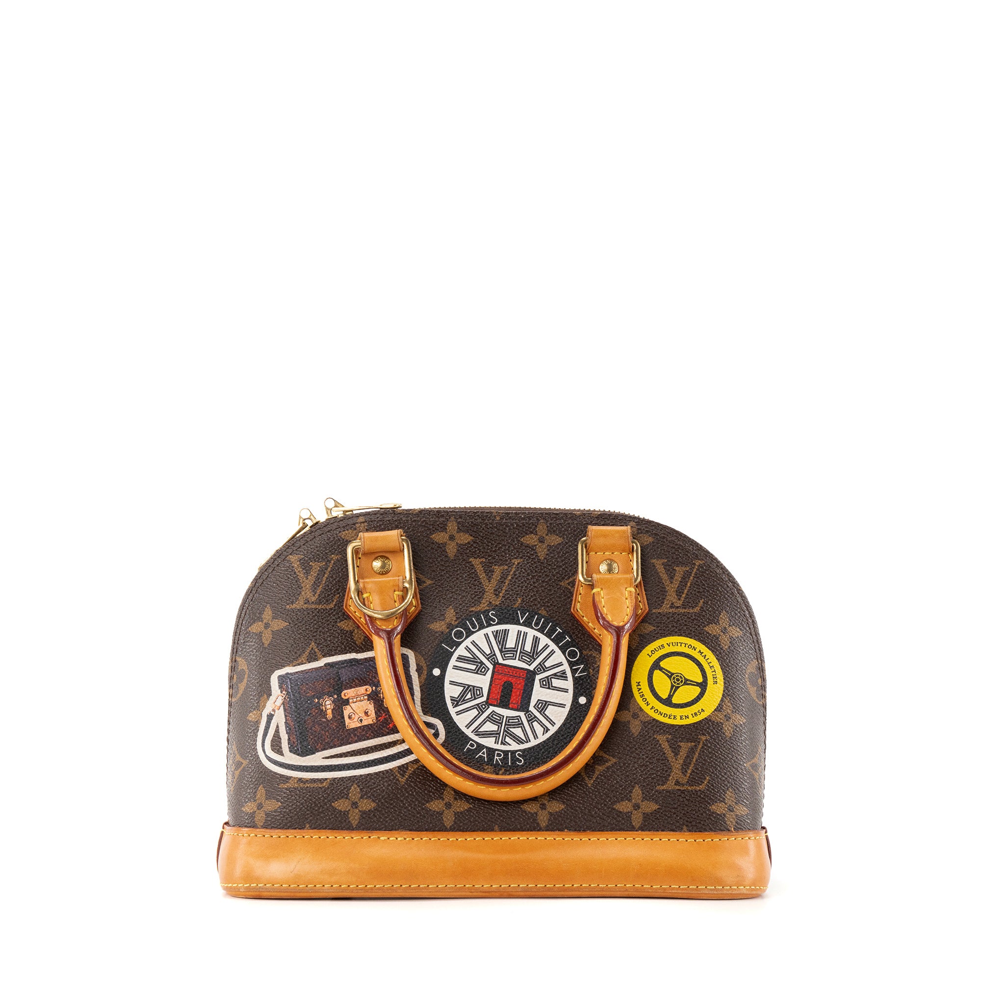 LOUIS VUITTON - Sac à bandoulière Alma BB World Tour Louis Vuitton en toile enduite monogrammée