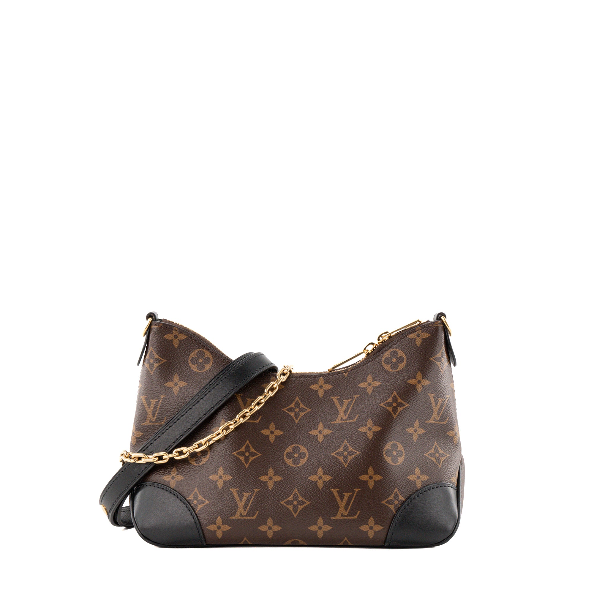 LOUIS VUITTON - Sac à bandoulière Boulogne PM Louis Vuitton en toile enduite monogrammée et cuir noir