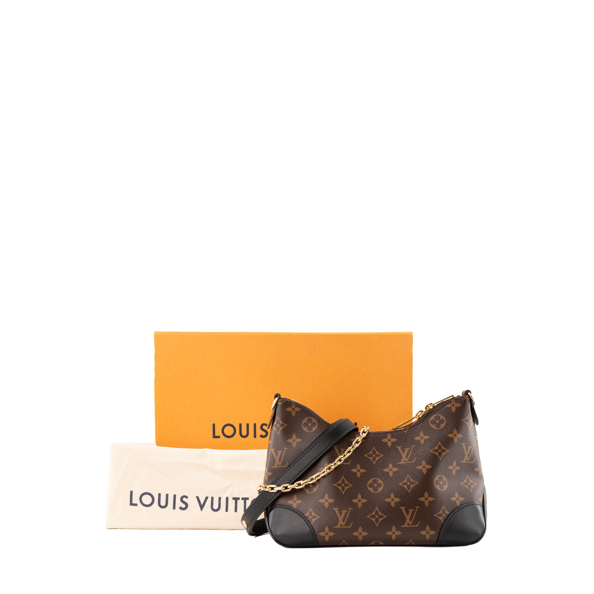 LOUIS VUITTON - Sac à bandoulière Boulogne PM Louis Vuitton en toile enduite monogrammée et cuir noir