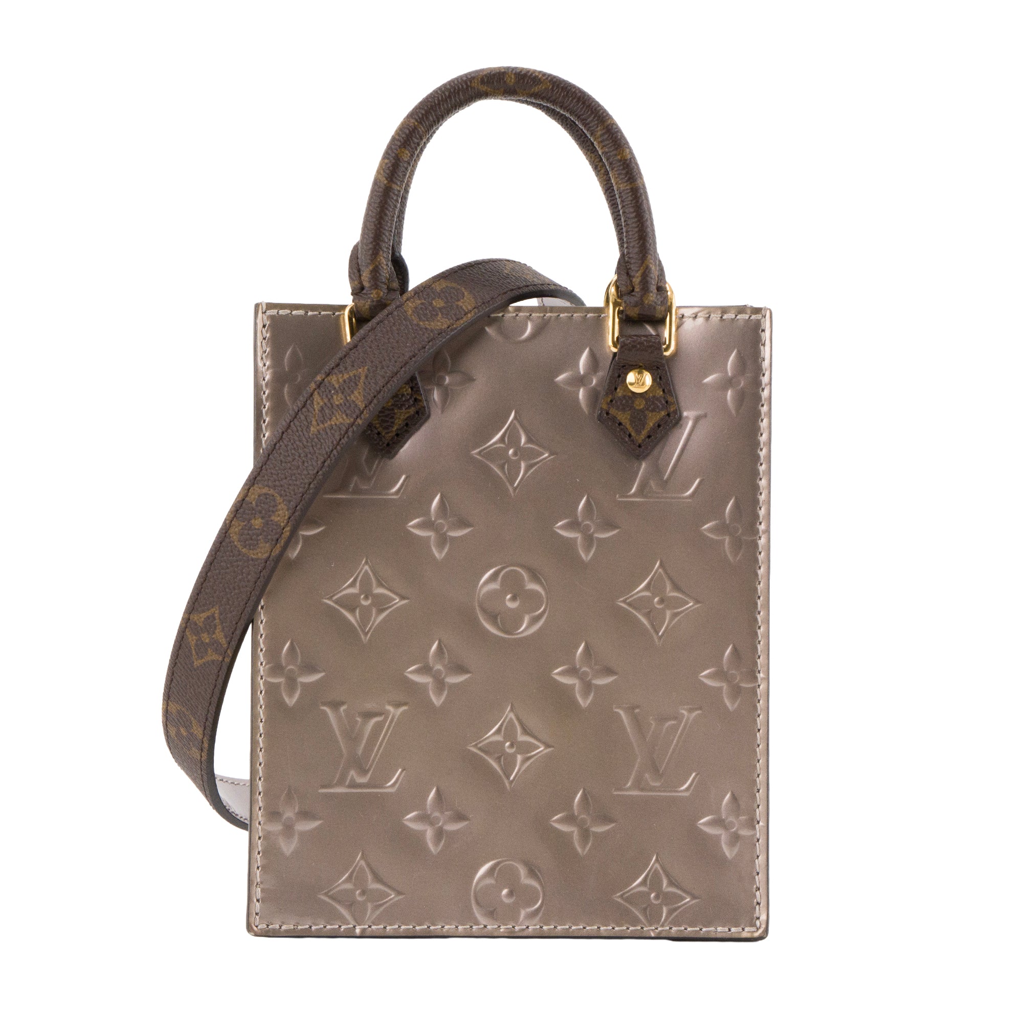 LOUIS VUITTON - Sac à bandoulière Cabas Plat PM Louis Vuitton en cuir verni silver et gold édition limitée