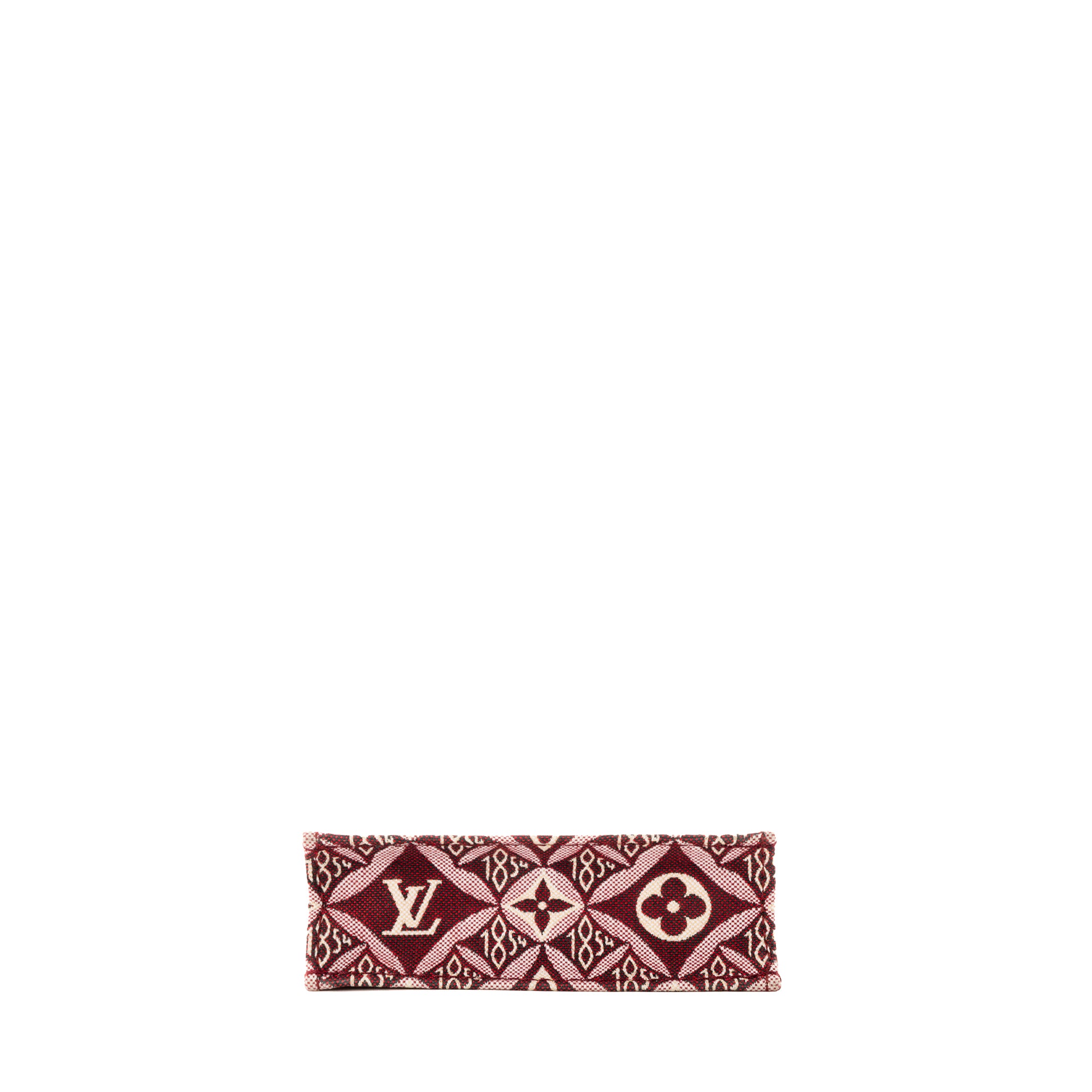 LOUIS VUITTON - Sac à bandoulière Cabas Plat Since 1854 PM Louis Vuitton en toile jacquard bordeaux et beige édition limitée