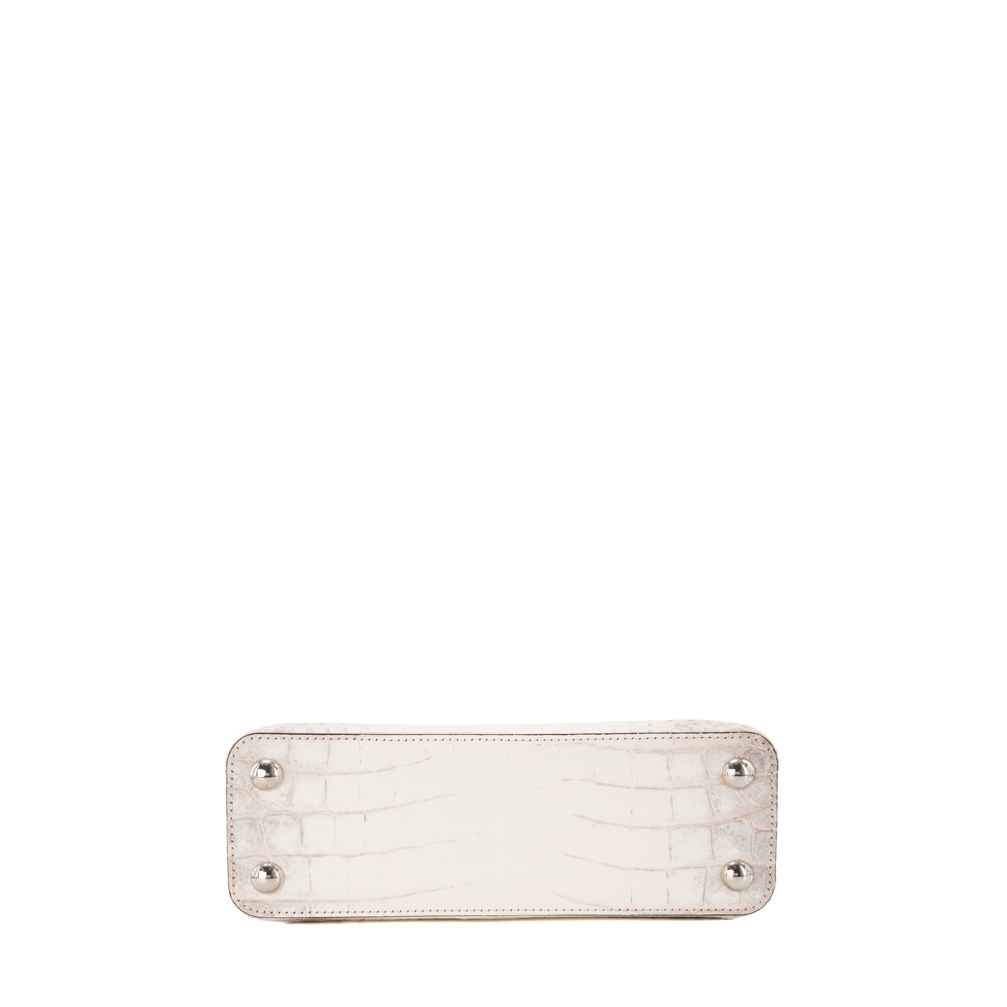 LOUIS VUITTON - Sac à bandoulière Capucines BB Himalaya Louis Vuitton en cuir exotique crocodile niloticus blanc et gris