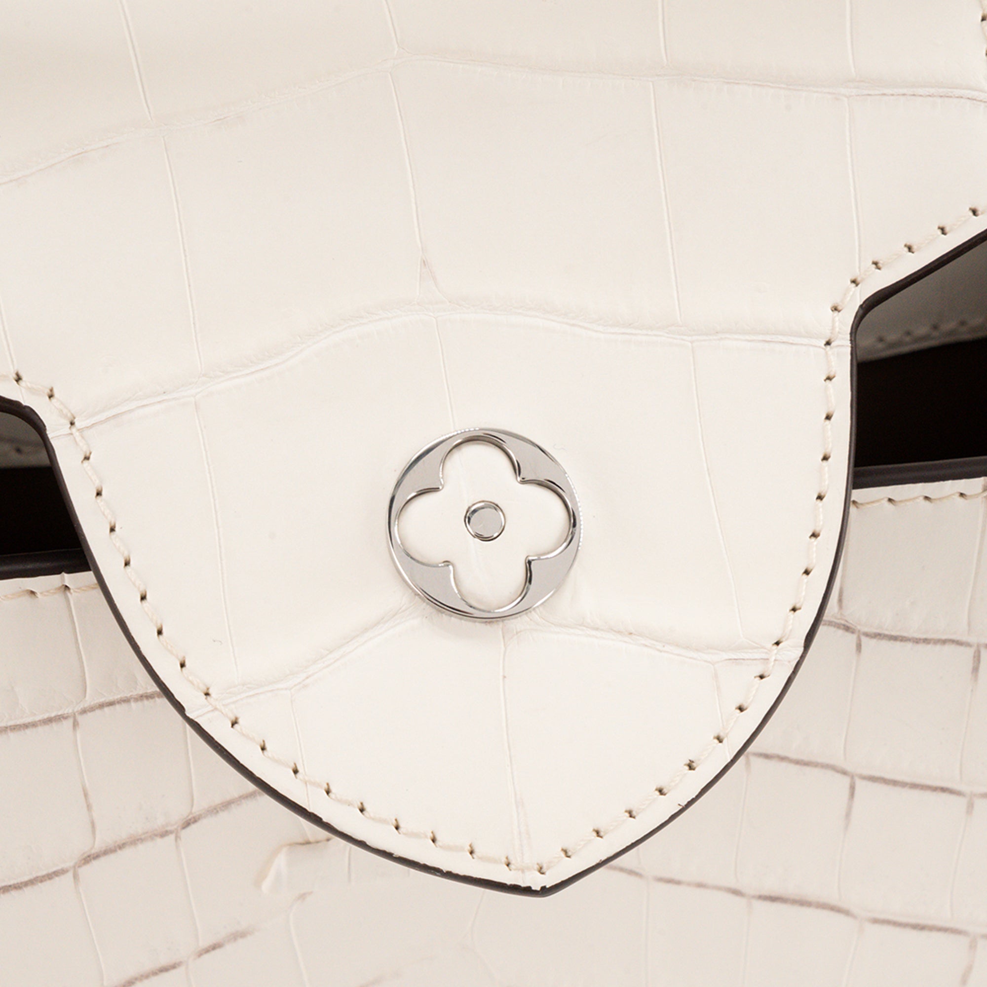 LOUIS VUITTON - Sac à bandoulière Capucines BB Himalaya Louis Vuitton en cuir exotique crocodile niloticus blanc et gris