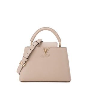 LOUIS VUITTON - Sac à bandoulière Capucines BB Louis Vuitton en cuir grainé taupe
